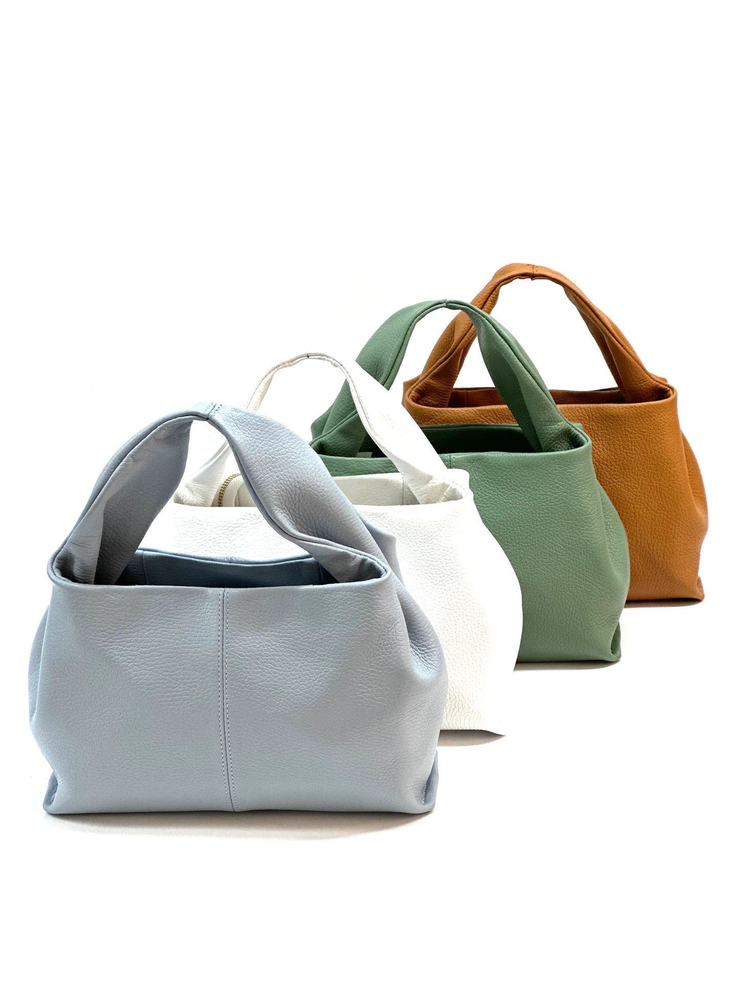 Italian Pebbled Leather Trapezoid Handbag