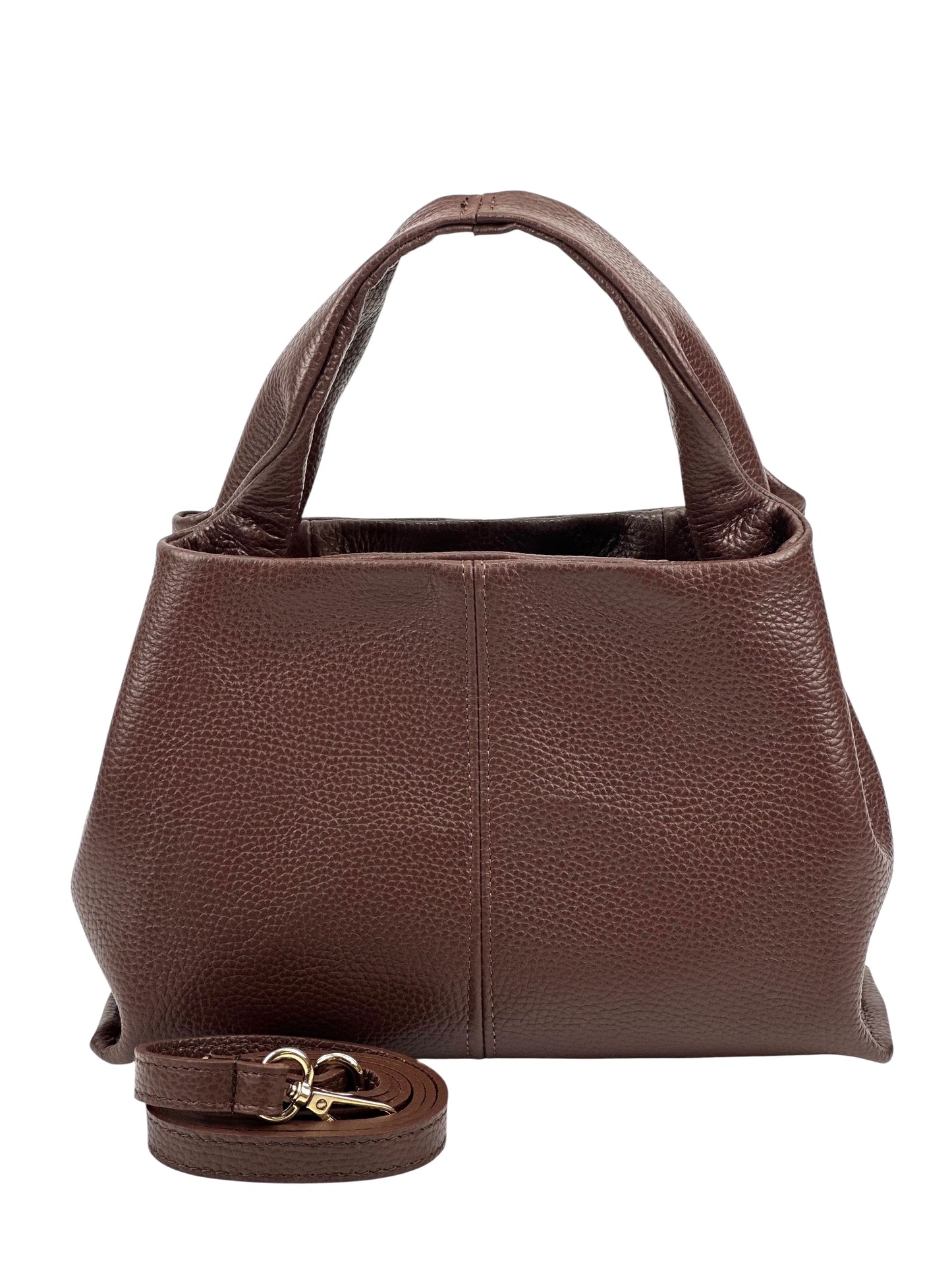 Italian Pebbled Leather Trapezoid Handbag
