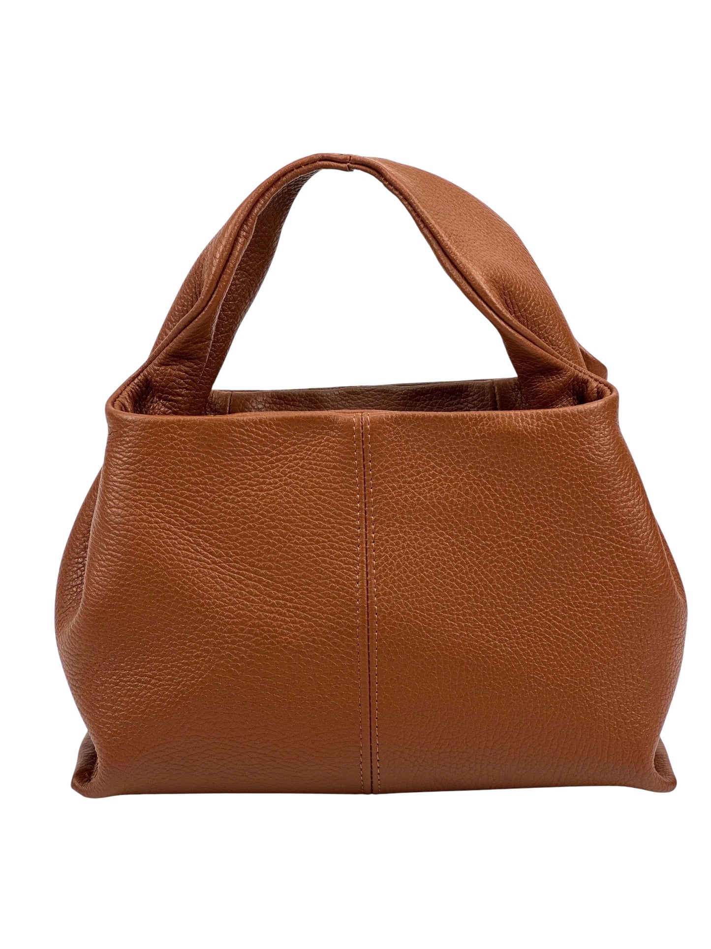 Italian Pebbled Leather Trapezoid Handbag
