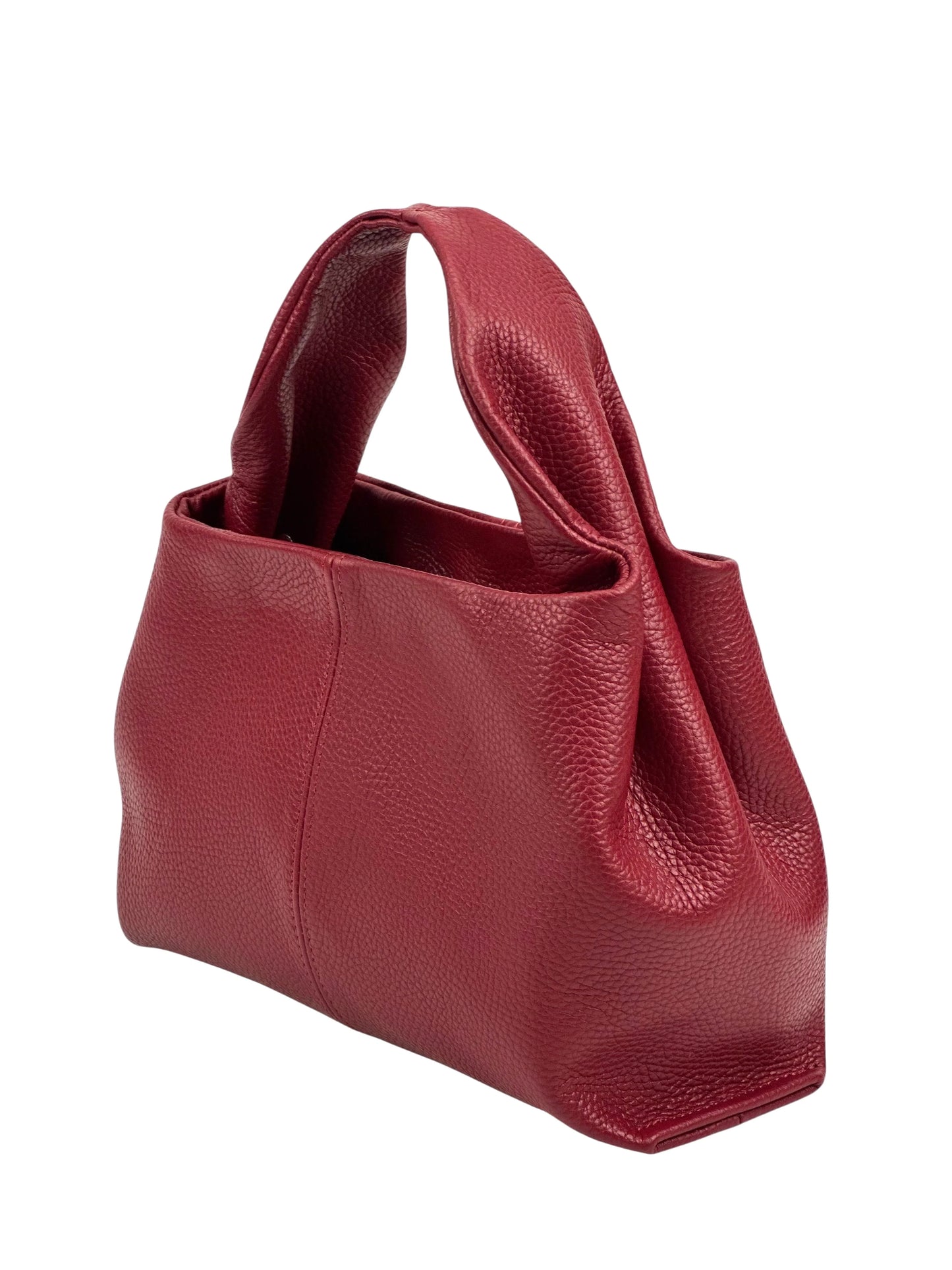 Italian Pebbled Leather Trapezoid Handbag