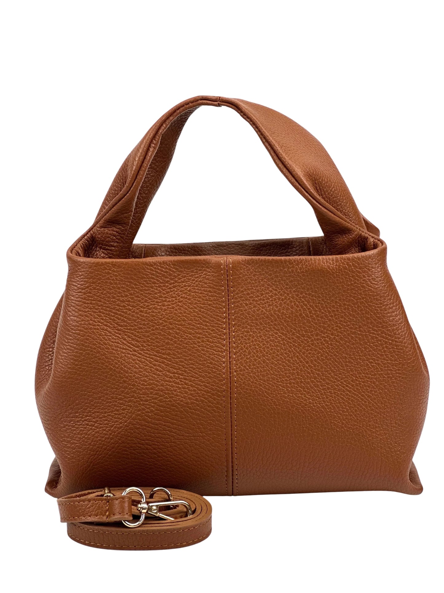 Italian Pebbled Leather Trapezoid Handbag