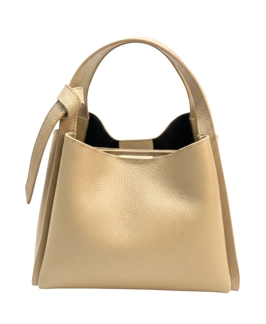 Italian Pebbled Leather Double Handle Handbag