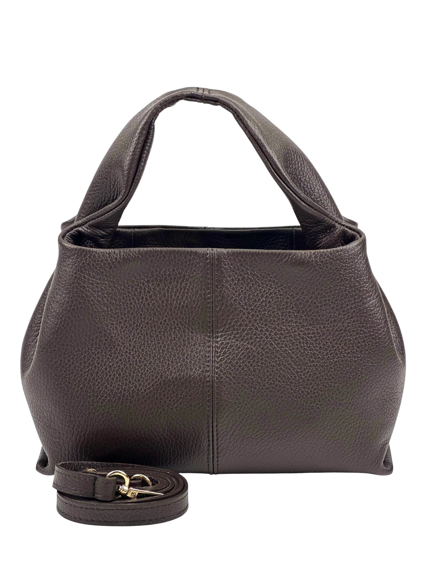 Italian Pebbled Leather Trapezoid Handbag
