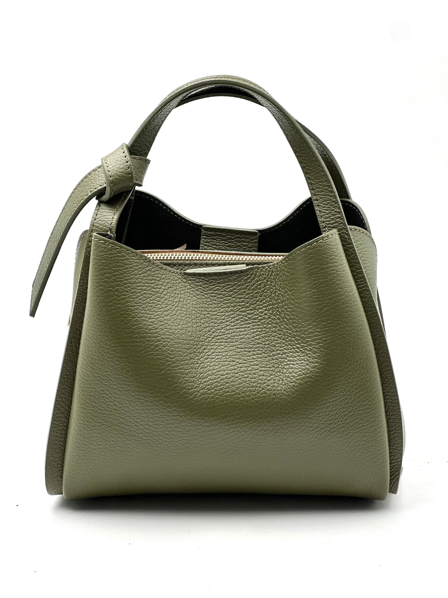 Italian Pebbled Leather Double Handle Handbag