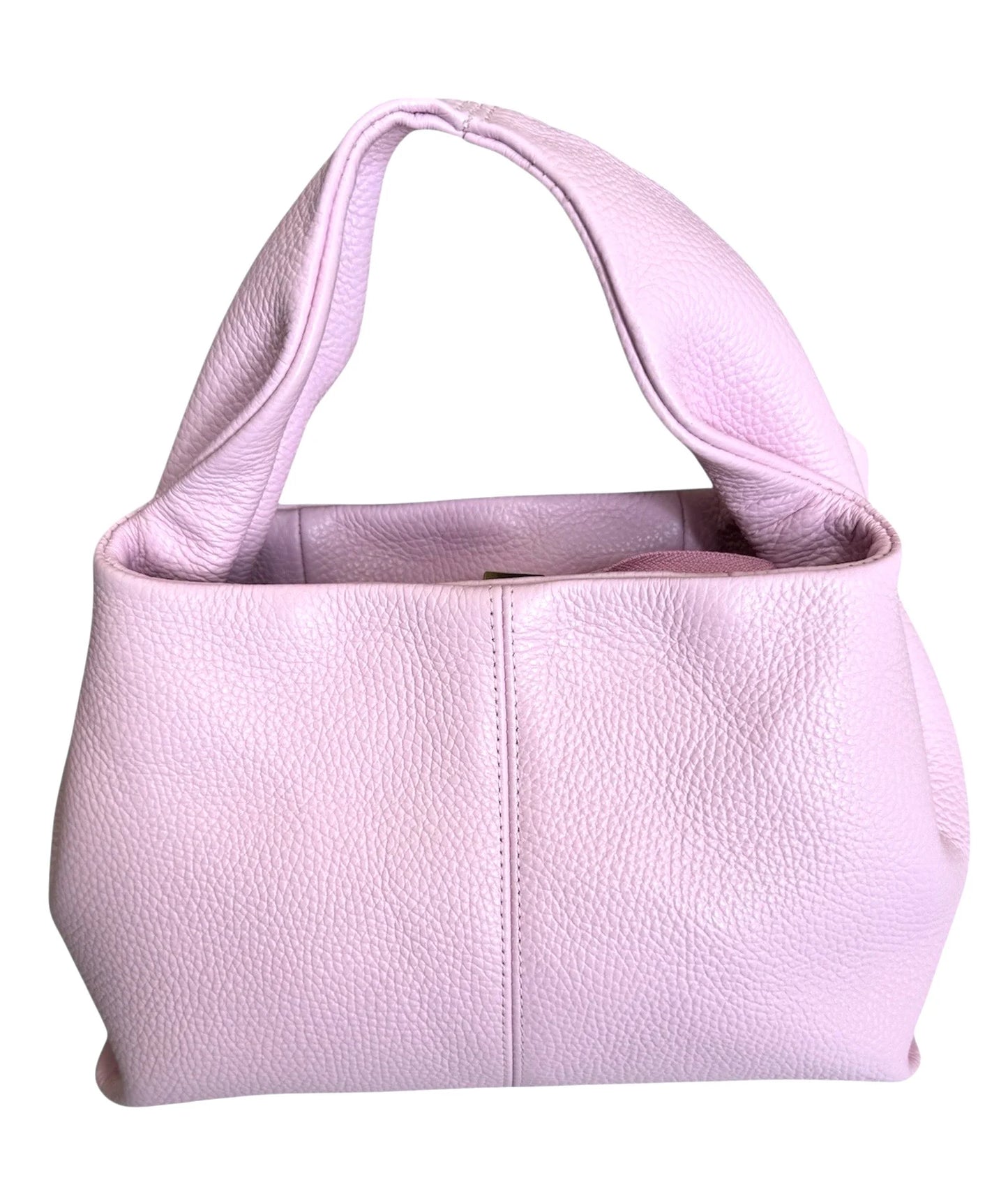 Italian Pebbled Leather Trapezoid Handbag