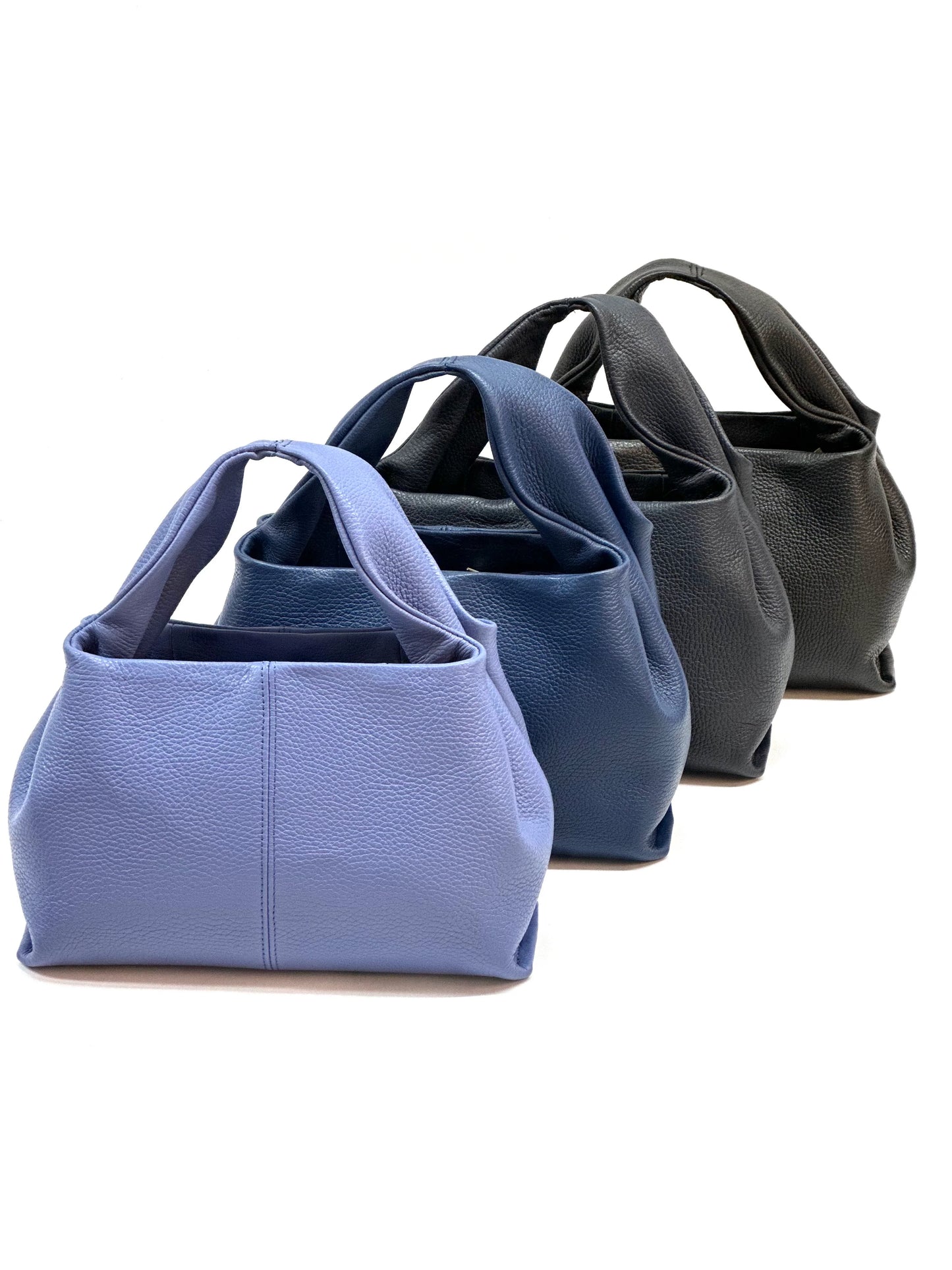 Italian Pebbled Leather Trapezoid Handbag