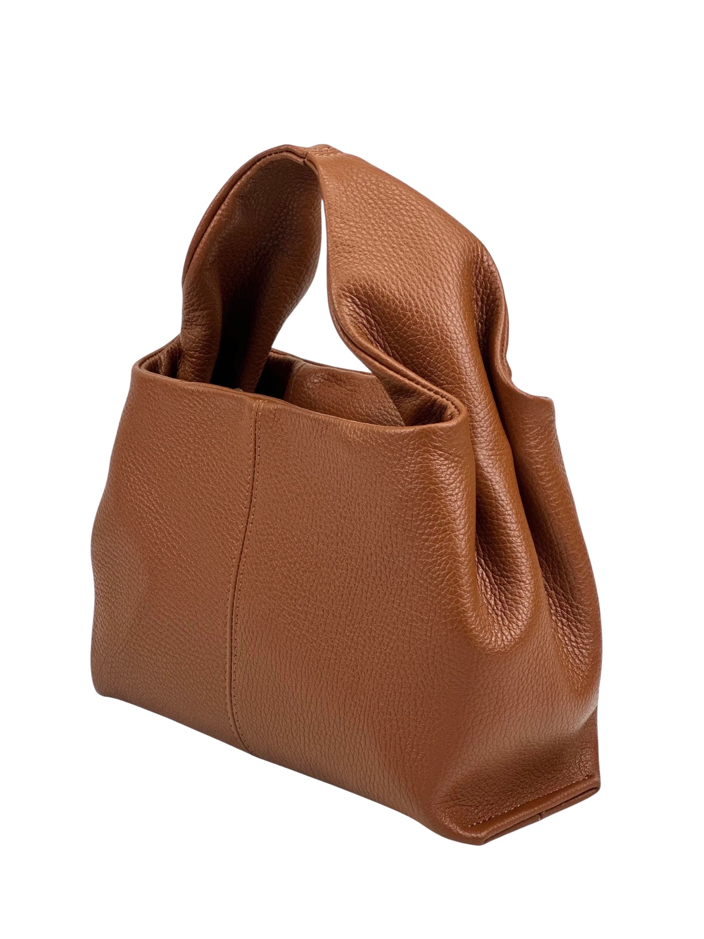 Italian Pebbled Leather Trapezoid Handbag
