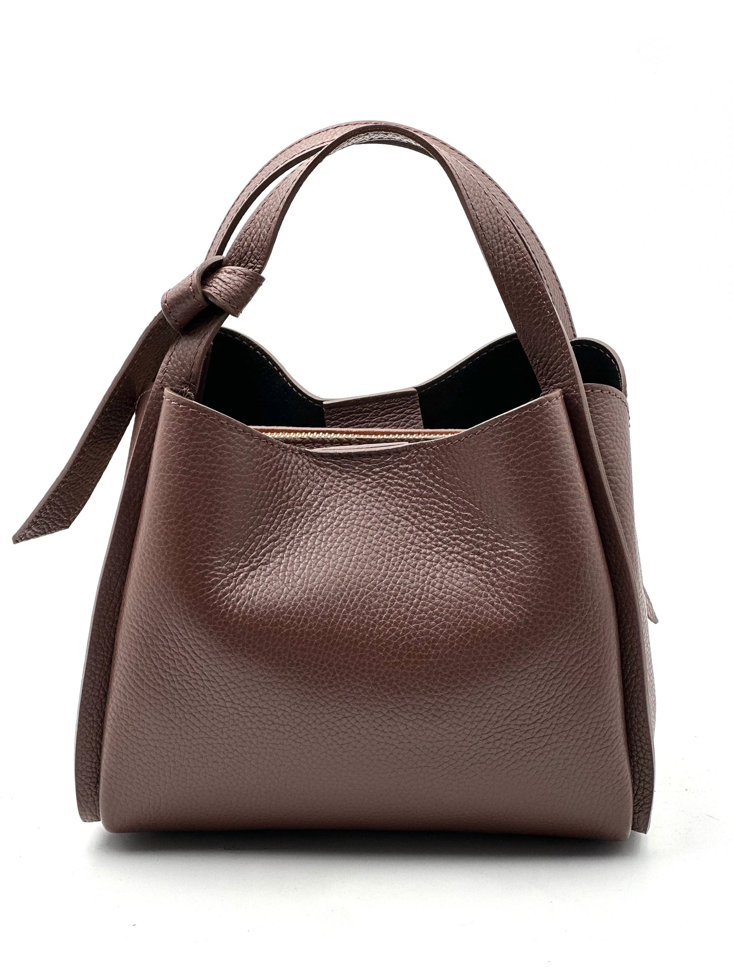 Italian Pebbled Leather Double Handle Handbag