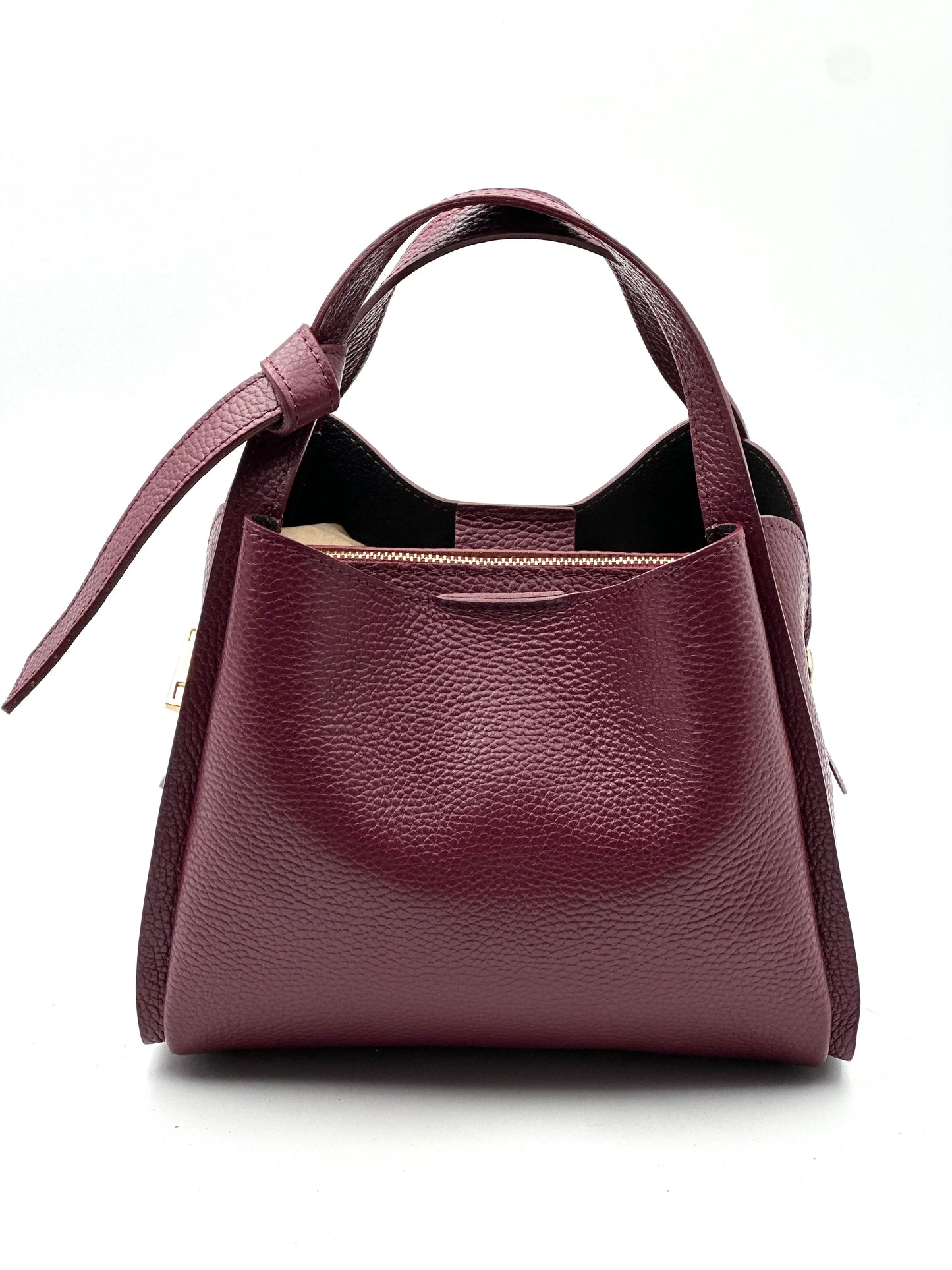 Italian Pebbled Leather Double Handle Handbag
