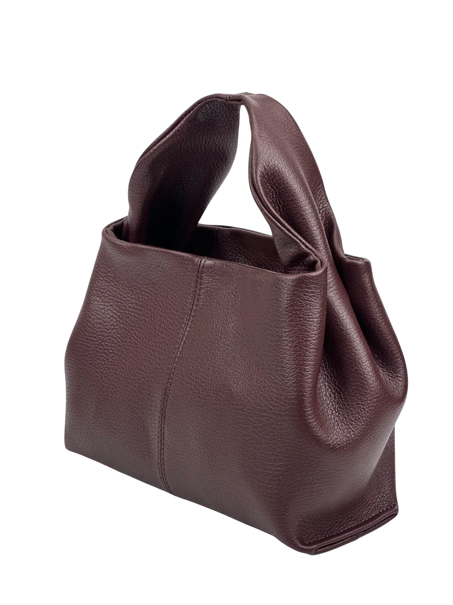 Italian Pebbled Leather Trapezoid Handbag