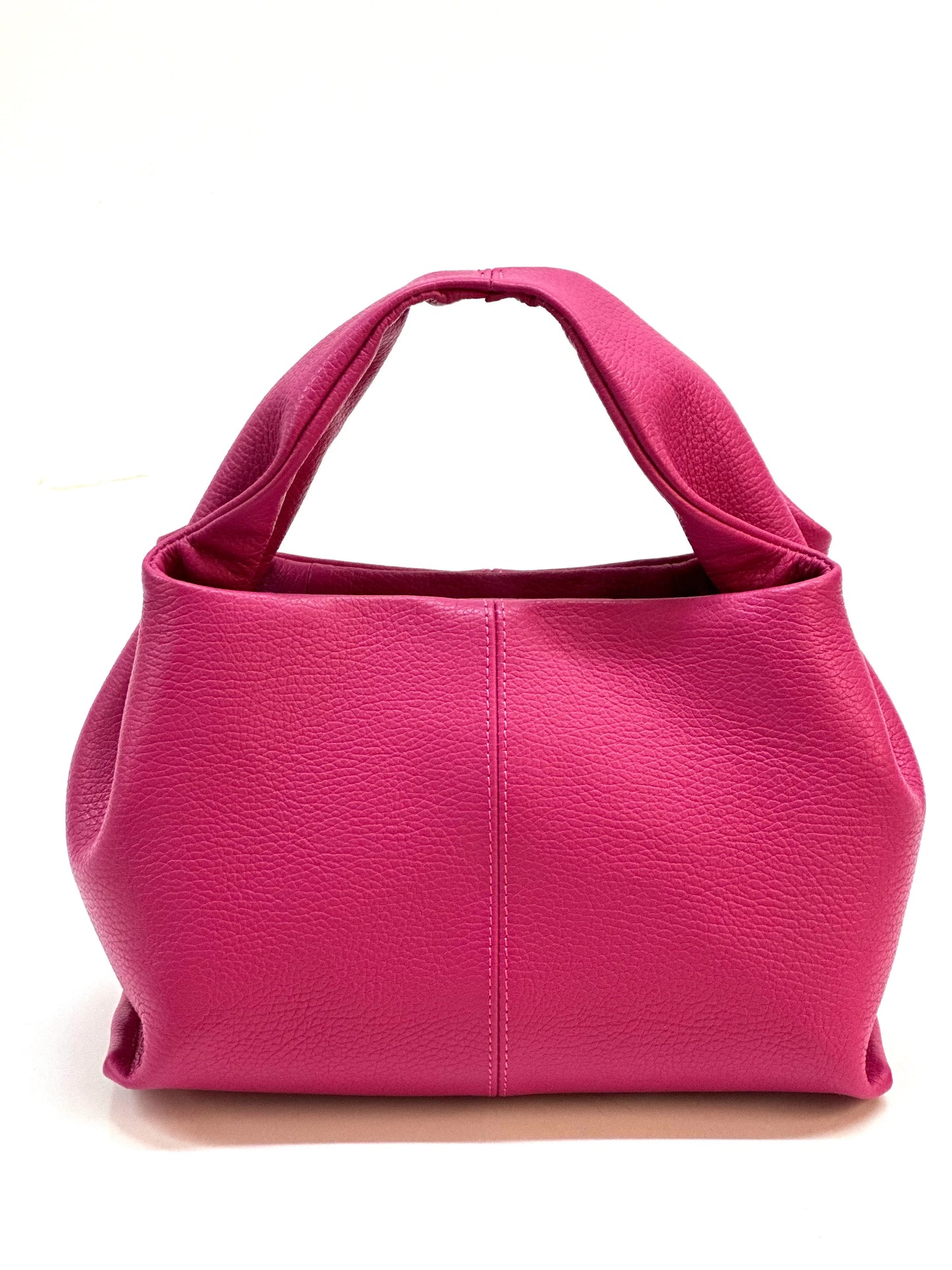 Italian Pebbled Leather Trapezoid Handbag