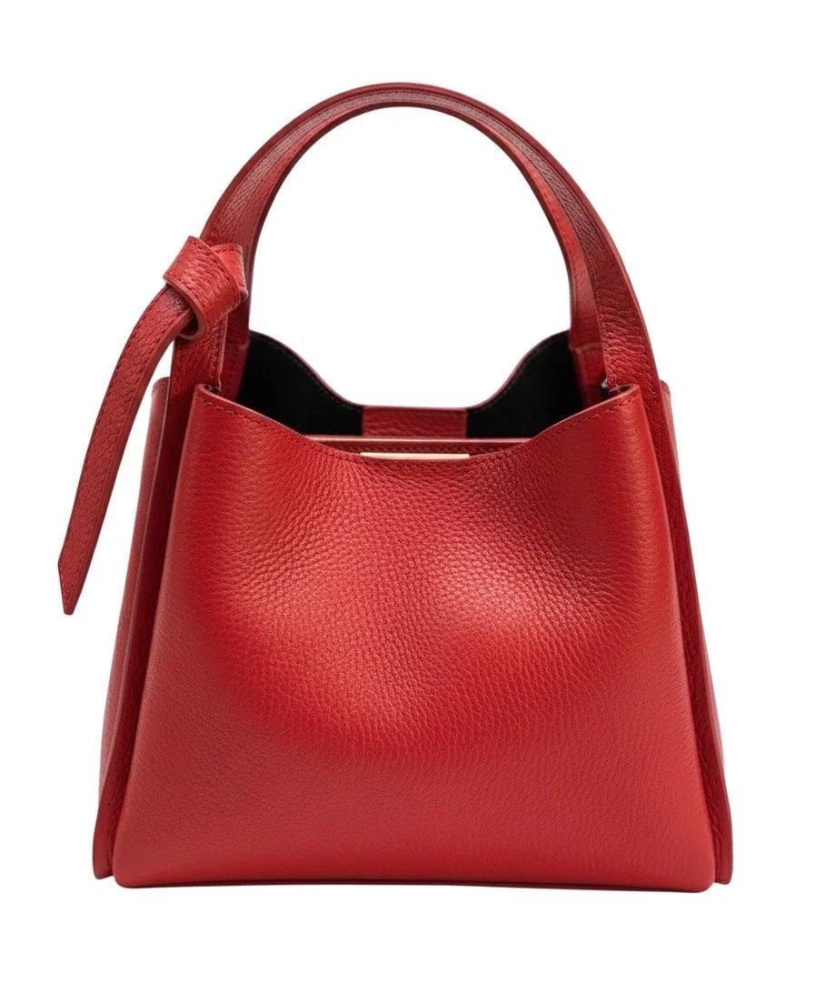 Italian Pebbled Leather Double Handle Handbag