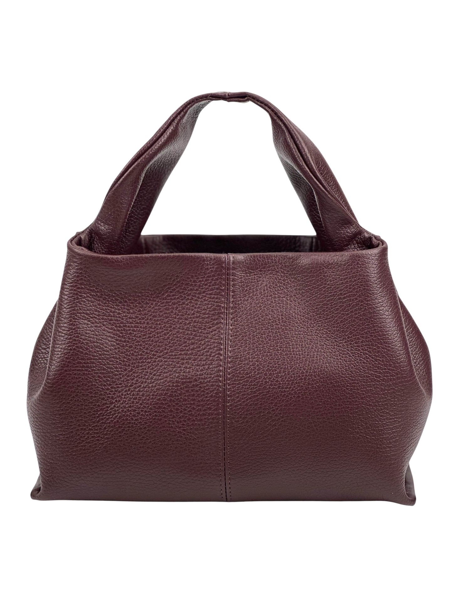 Italian Pebbled Leather Trapezoid Handbag