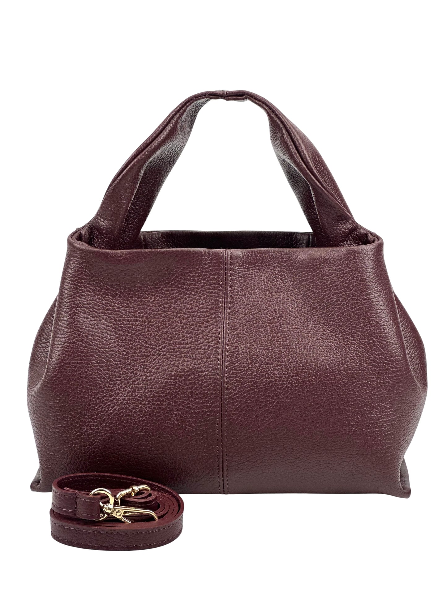 Italian Pebbled Leather Trapezoid Handbag