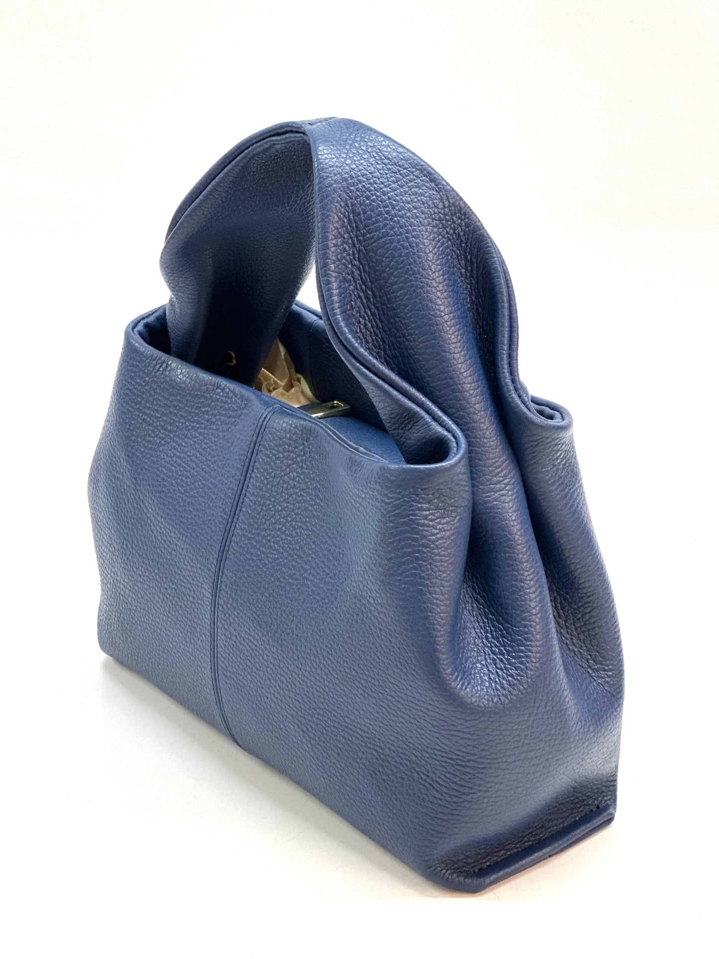 Italian Pebbled Leather Trapezoid Handbag