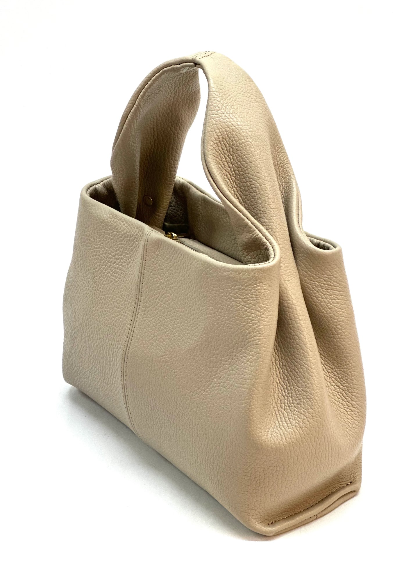 Italian Pebbled Leather Trapezoid Handbag