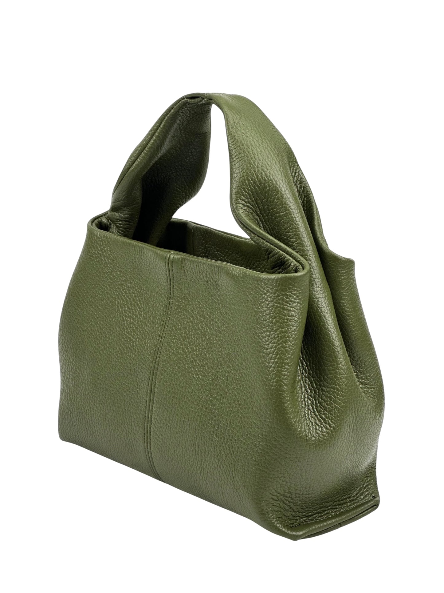Italian Pebbled Leather Trapezoid Handbag