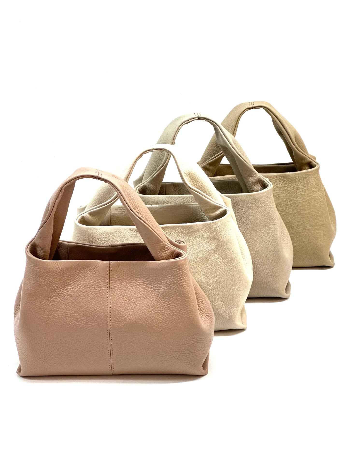 Italian Pebbled Leather Trapezoid Handbag