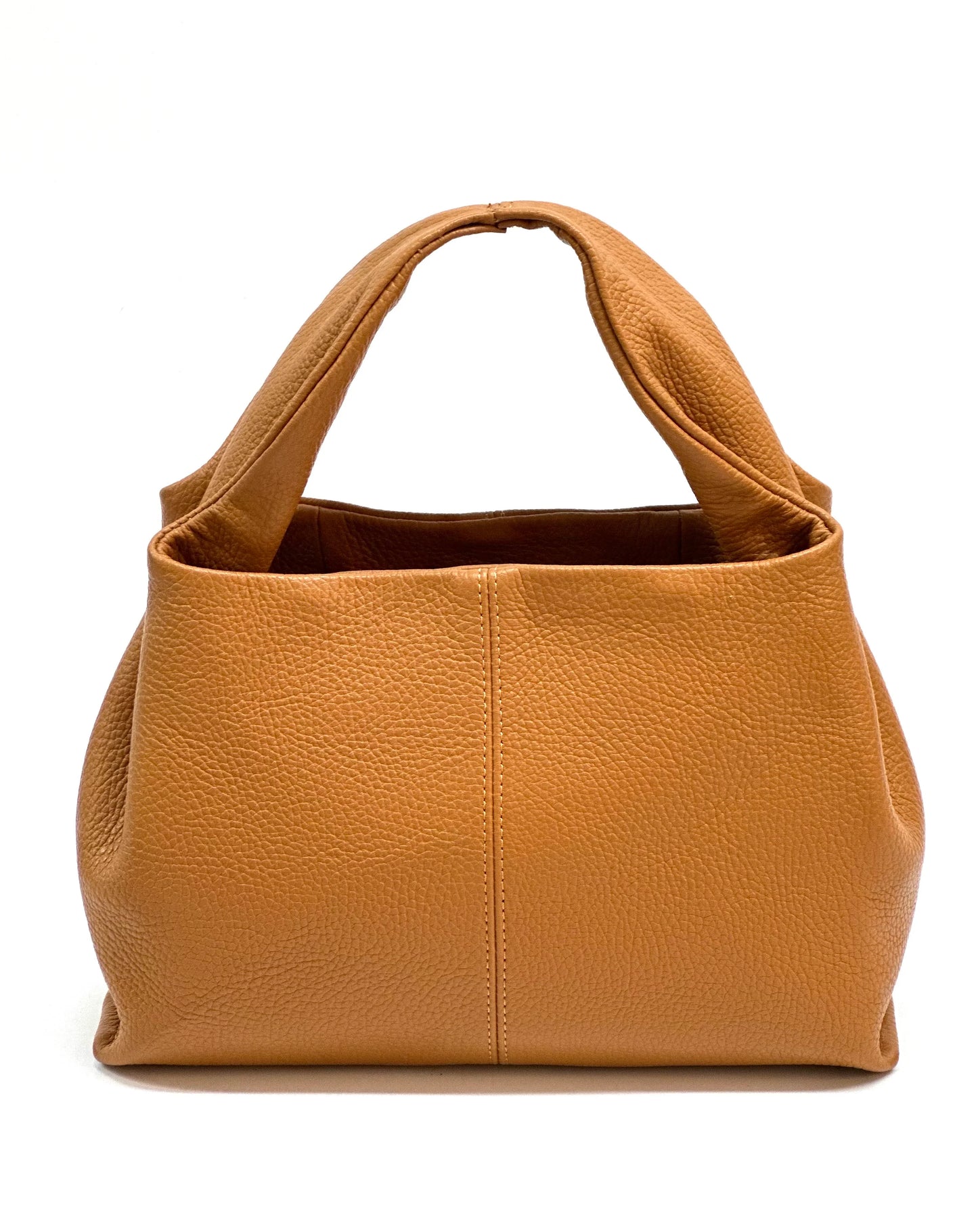 Italian Pebbled Leather Trapezoid Handbag