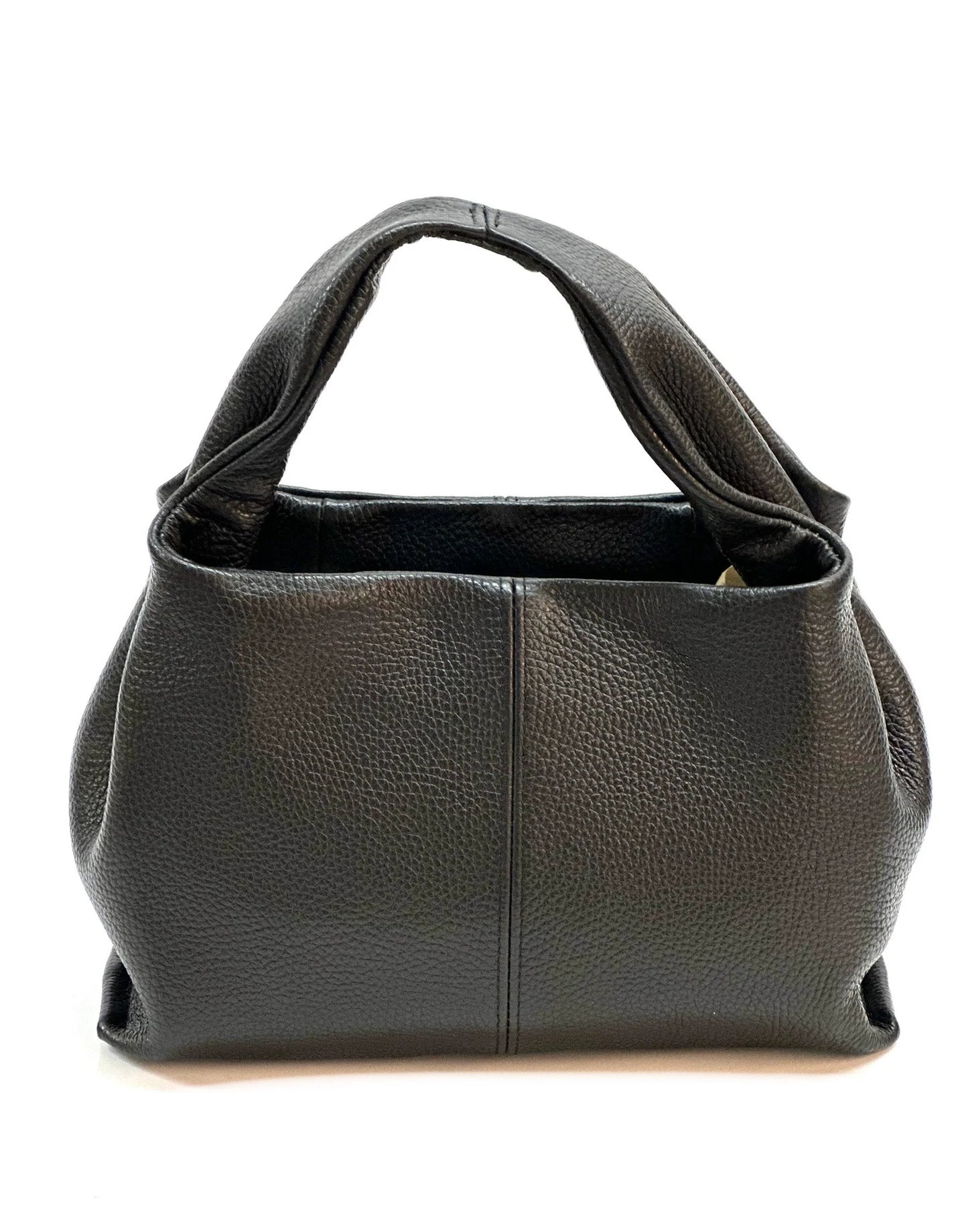 Italian Pebbled Leather Trapezoid Handbag