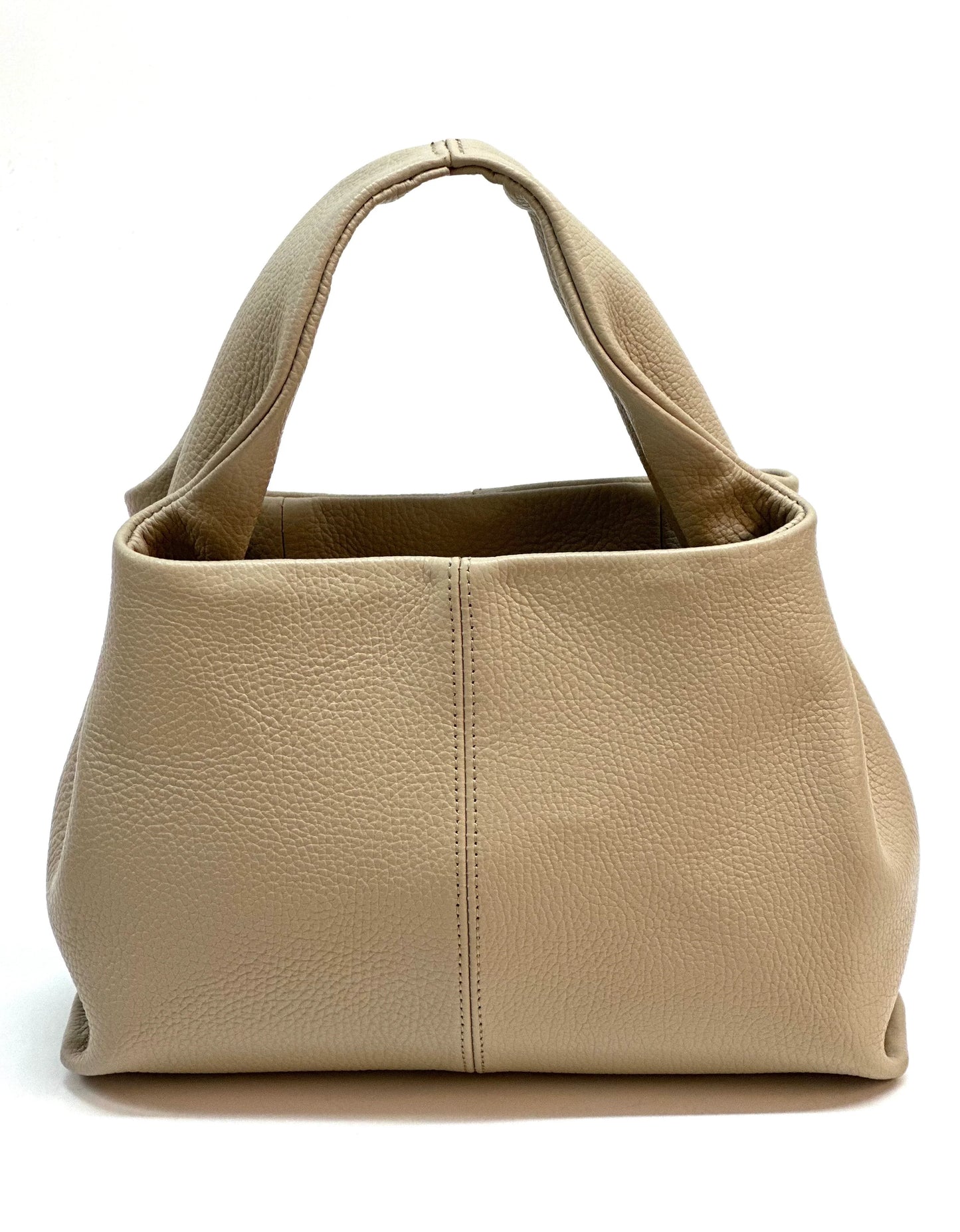 Italian Pebbled Leather Trapezoid Handbag