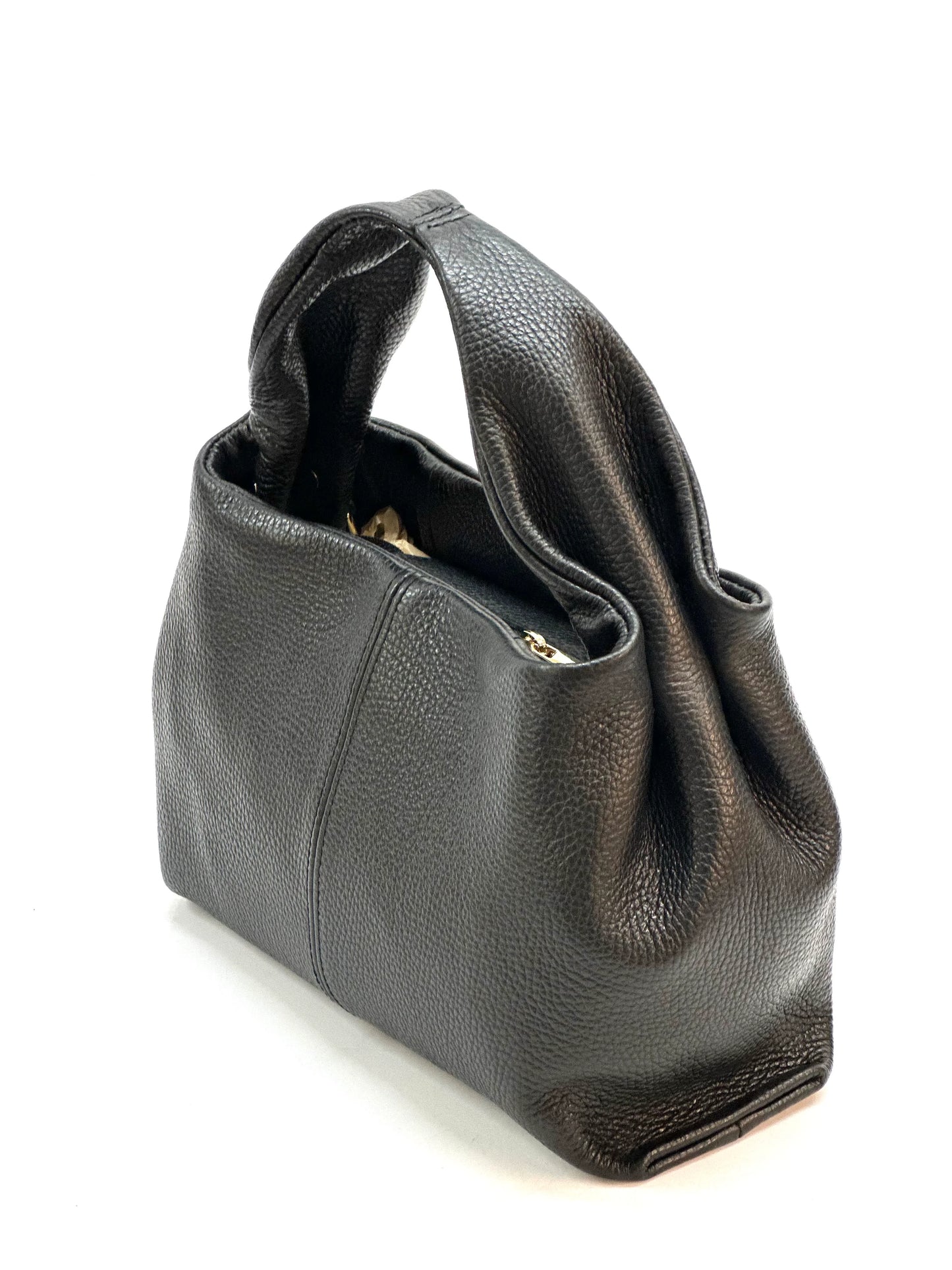 Italian Pebbled Leather Trapezoid Handbag