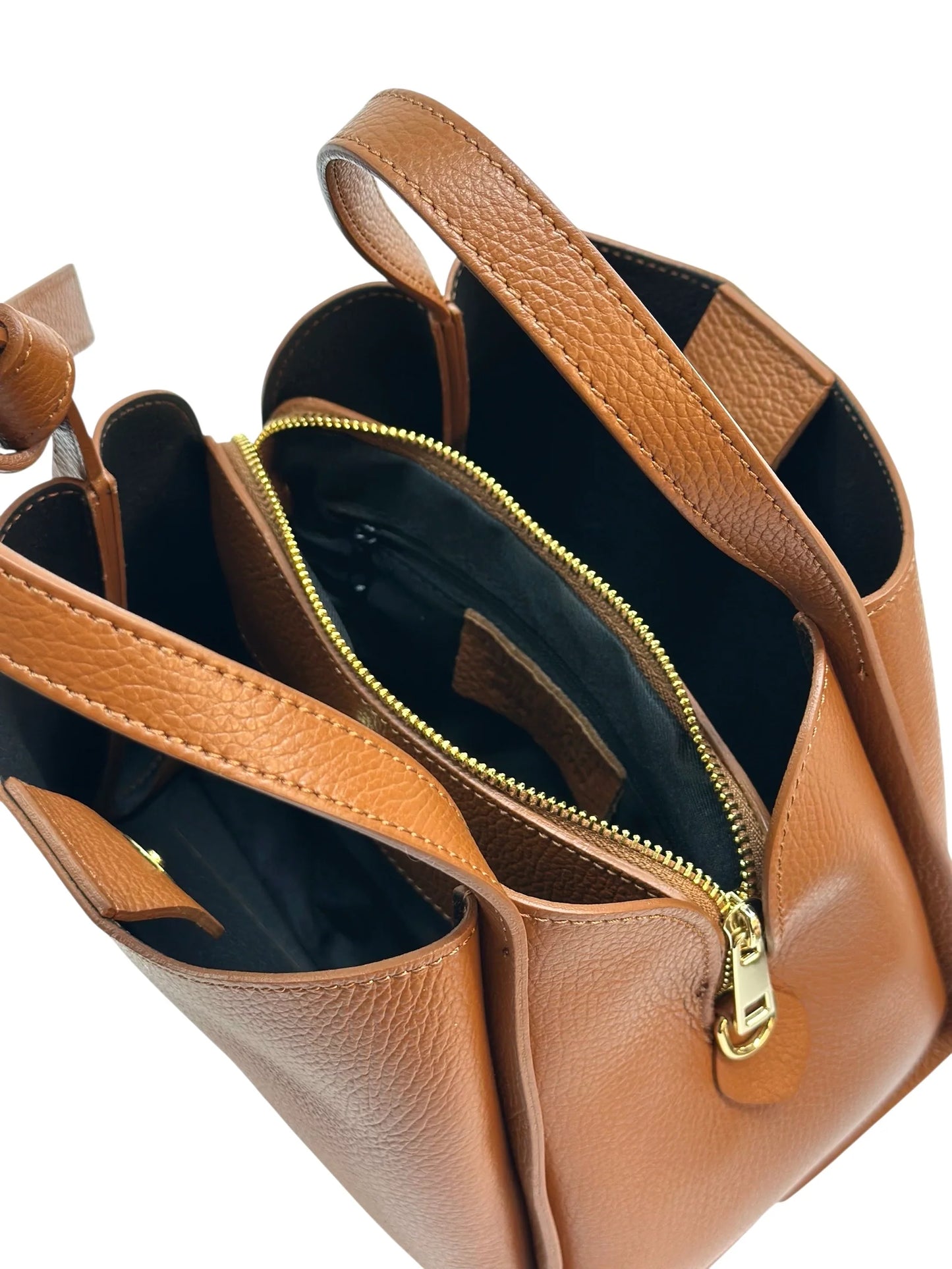 Italian Pebbled Leather Double Handle Handbag