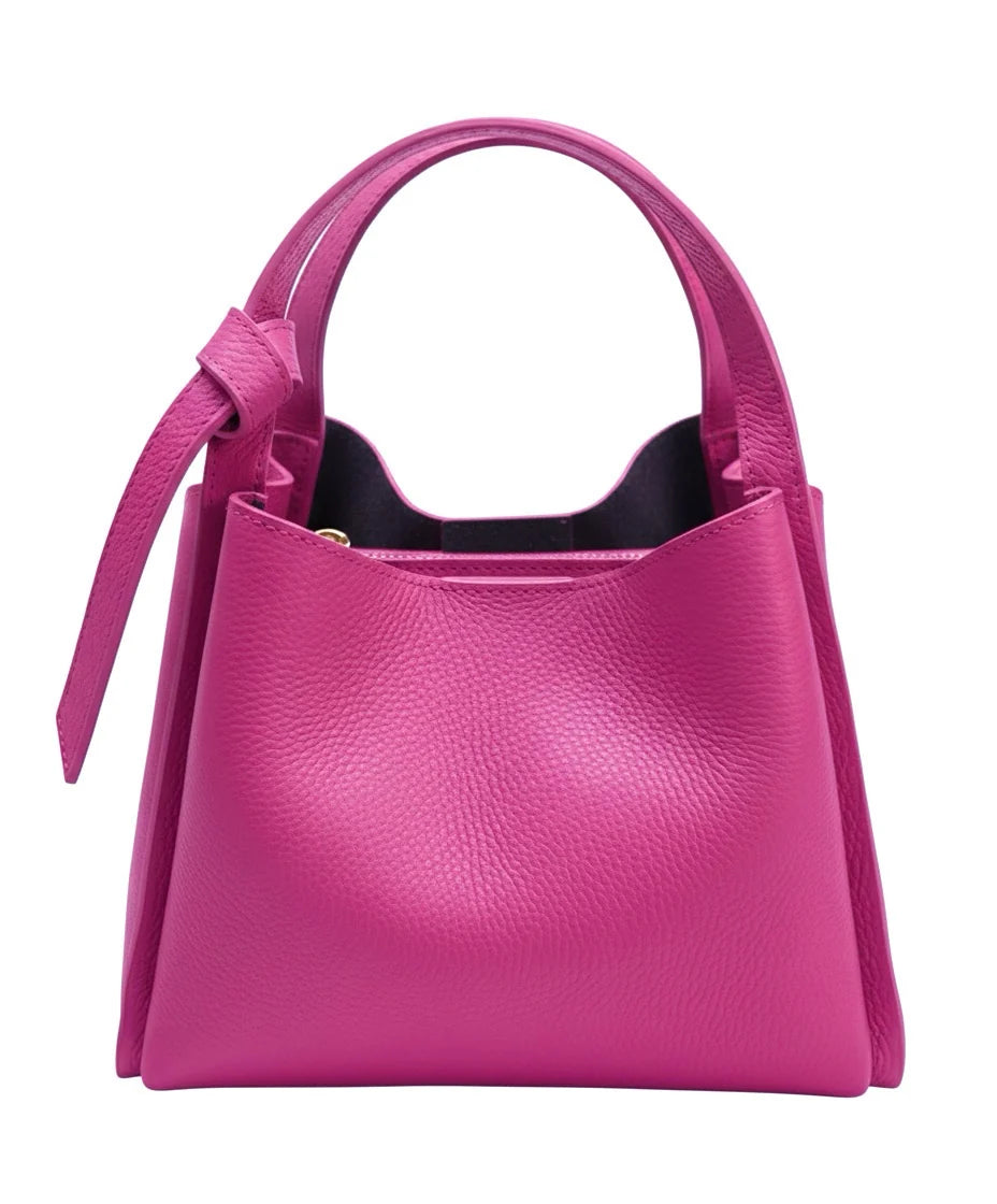 Italian Pebbled Leather Double Handle Handbag