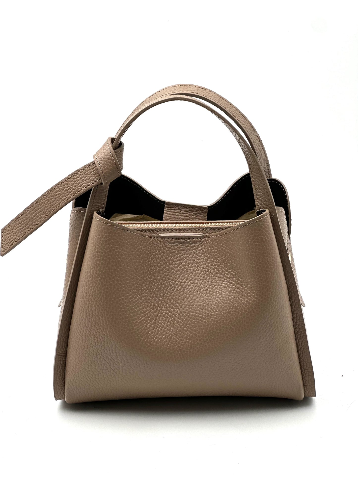Italian Pebbled Leather Double Handle Handbag