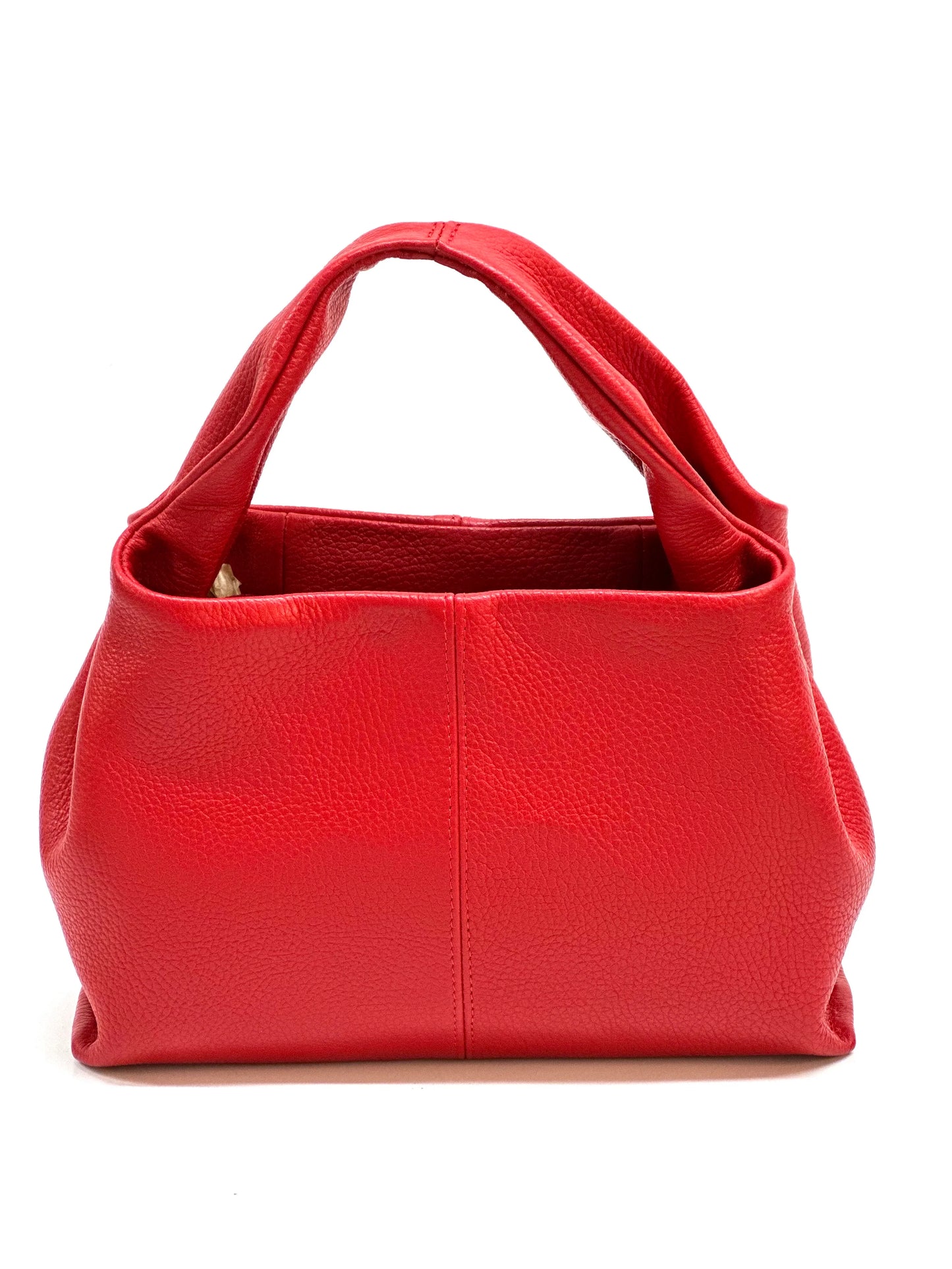 Italian Pebbled Leather Trapezoid Handbag