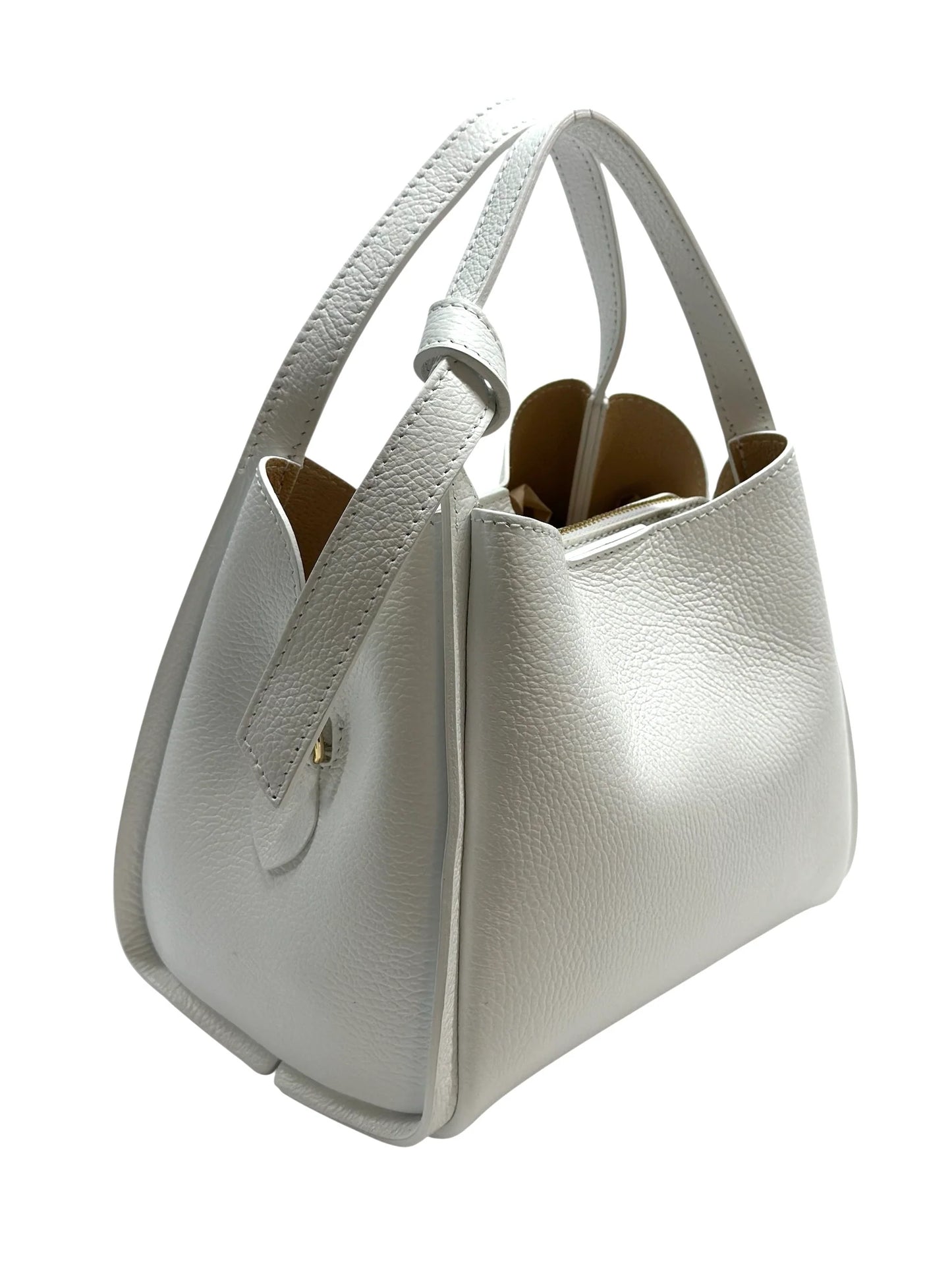 Italian Pebbled Leather Double Handle Handbag