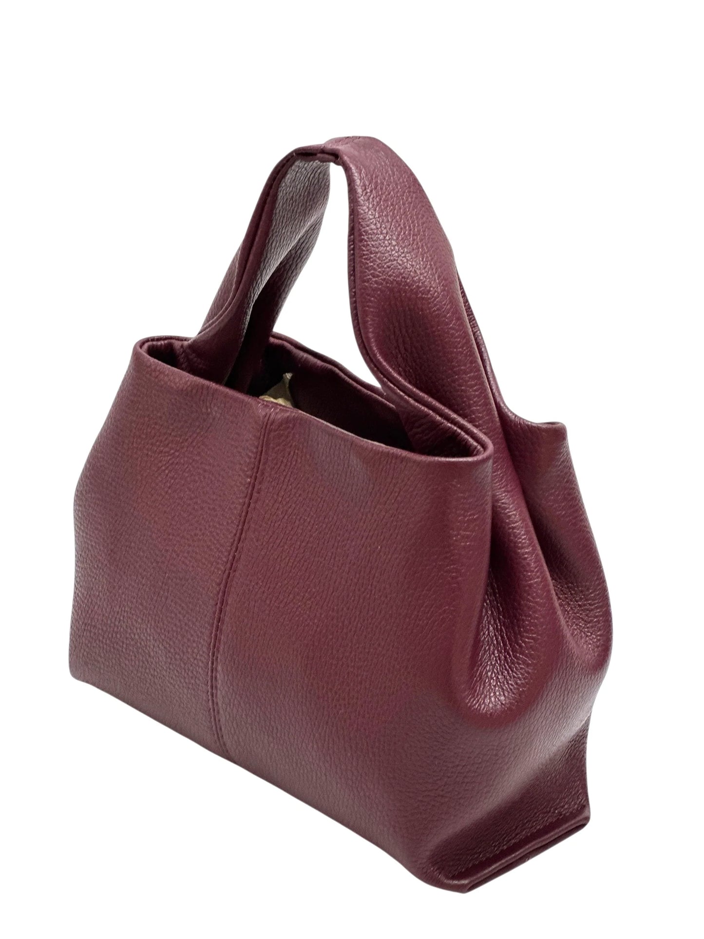 Italian Pebbled Leather Trapezoid Handbag