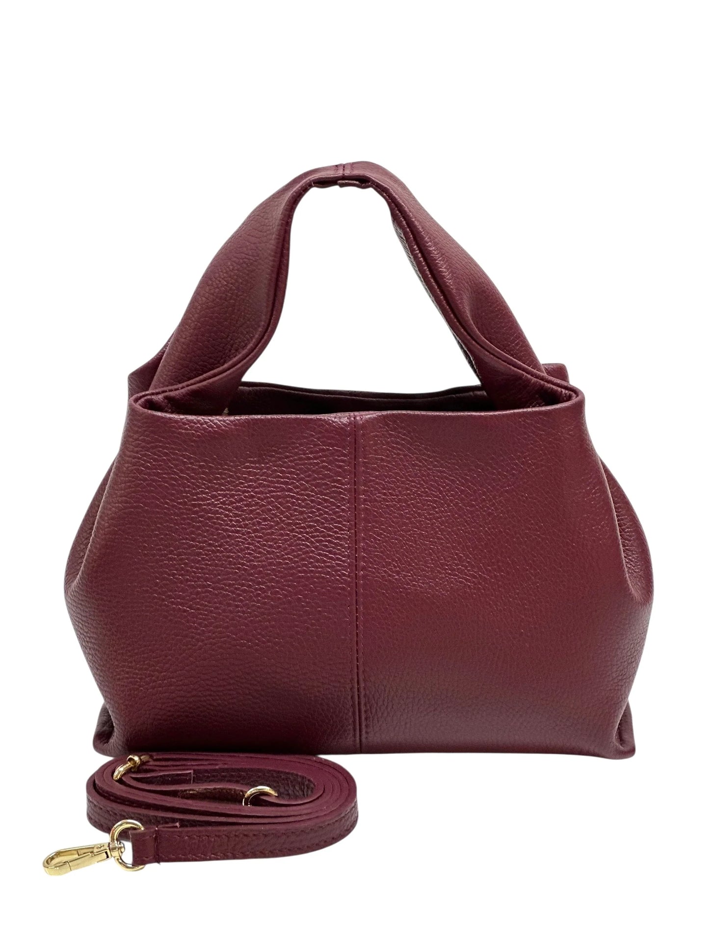 Italian Pebbled Leather Trapezoid Handbag