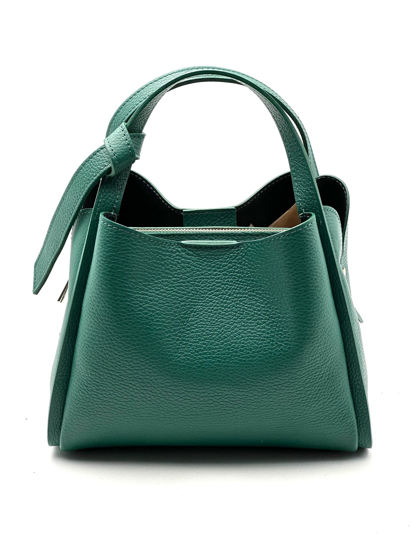 Italian Pebbled Leather Double Handle Handbag