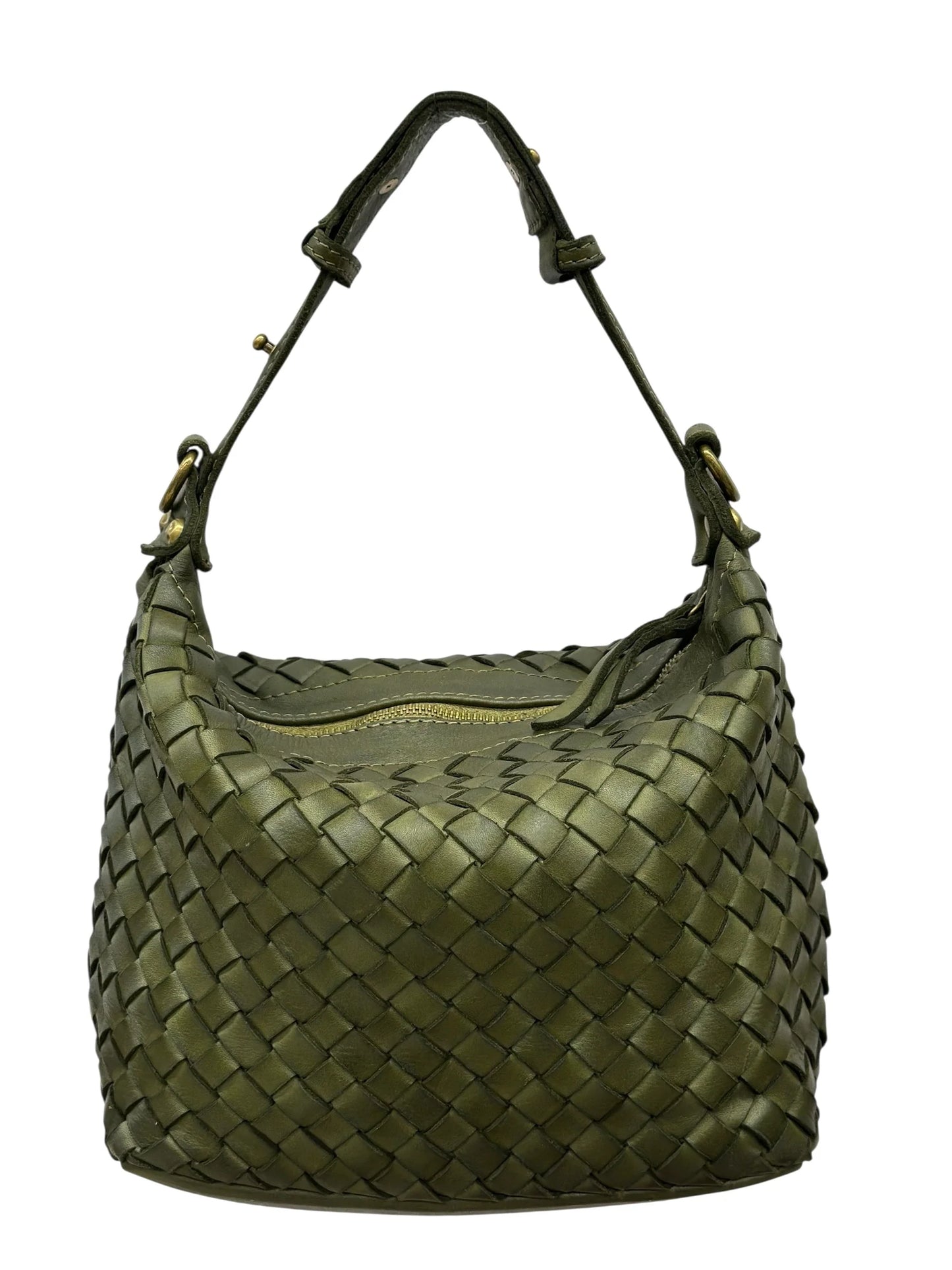 Italian Sculptural interlaced leather hobo with elevated shoulder strap