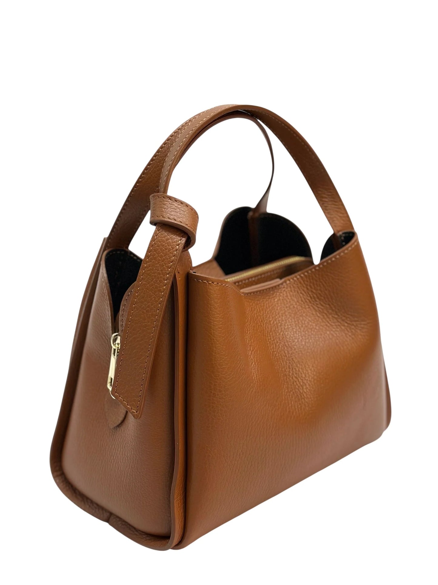 Italian Pebbled Leather Double Handle Handbag