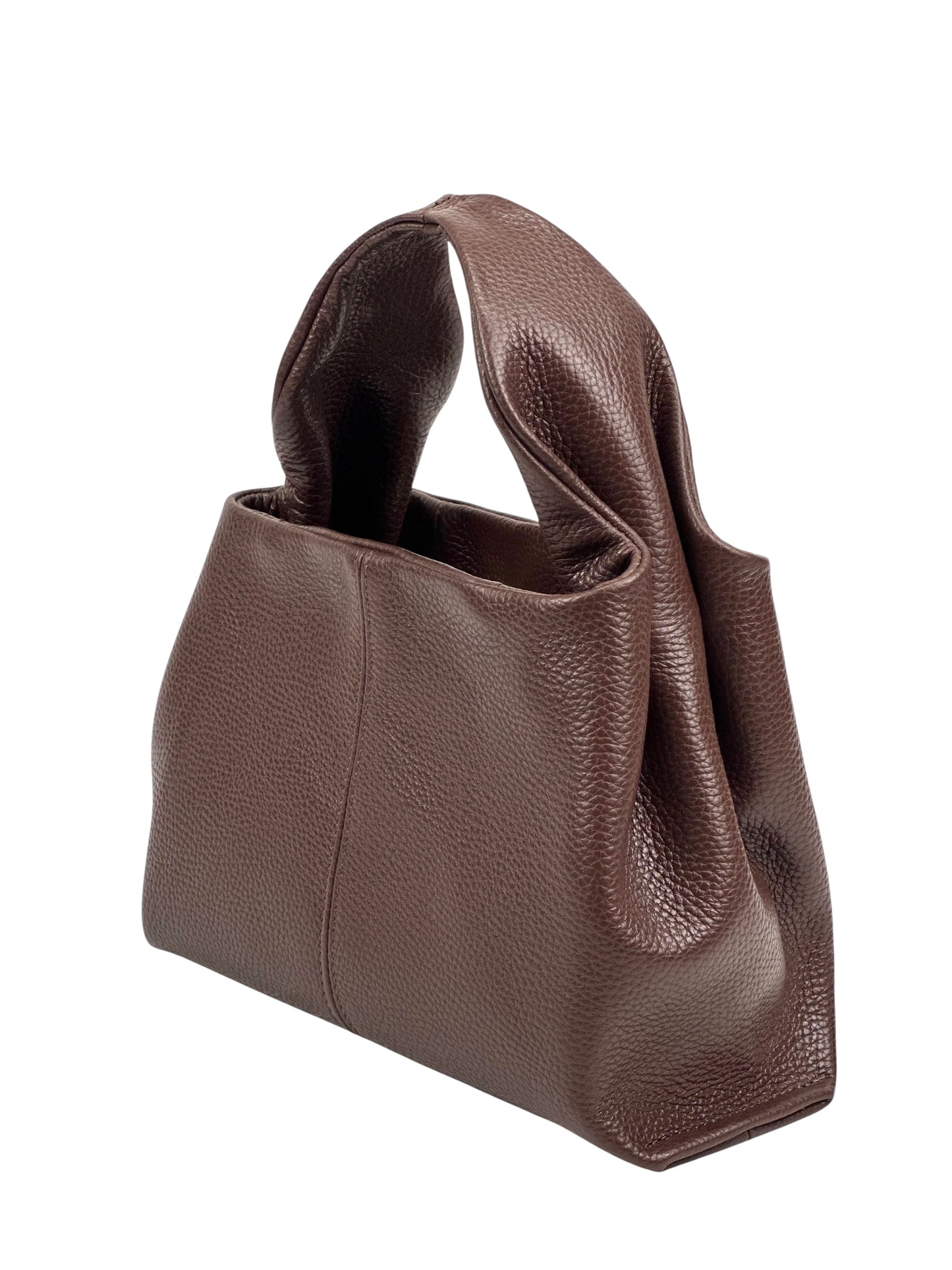 Italian Pebbled Leather Trapezoid Handbag