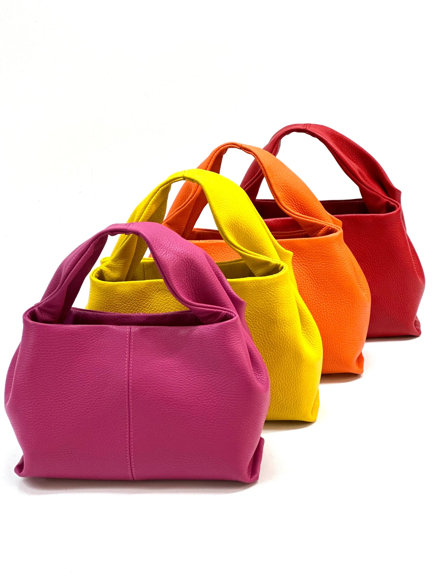 Italian Pebbled Leather Trapezoid Handbag