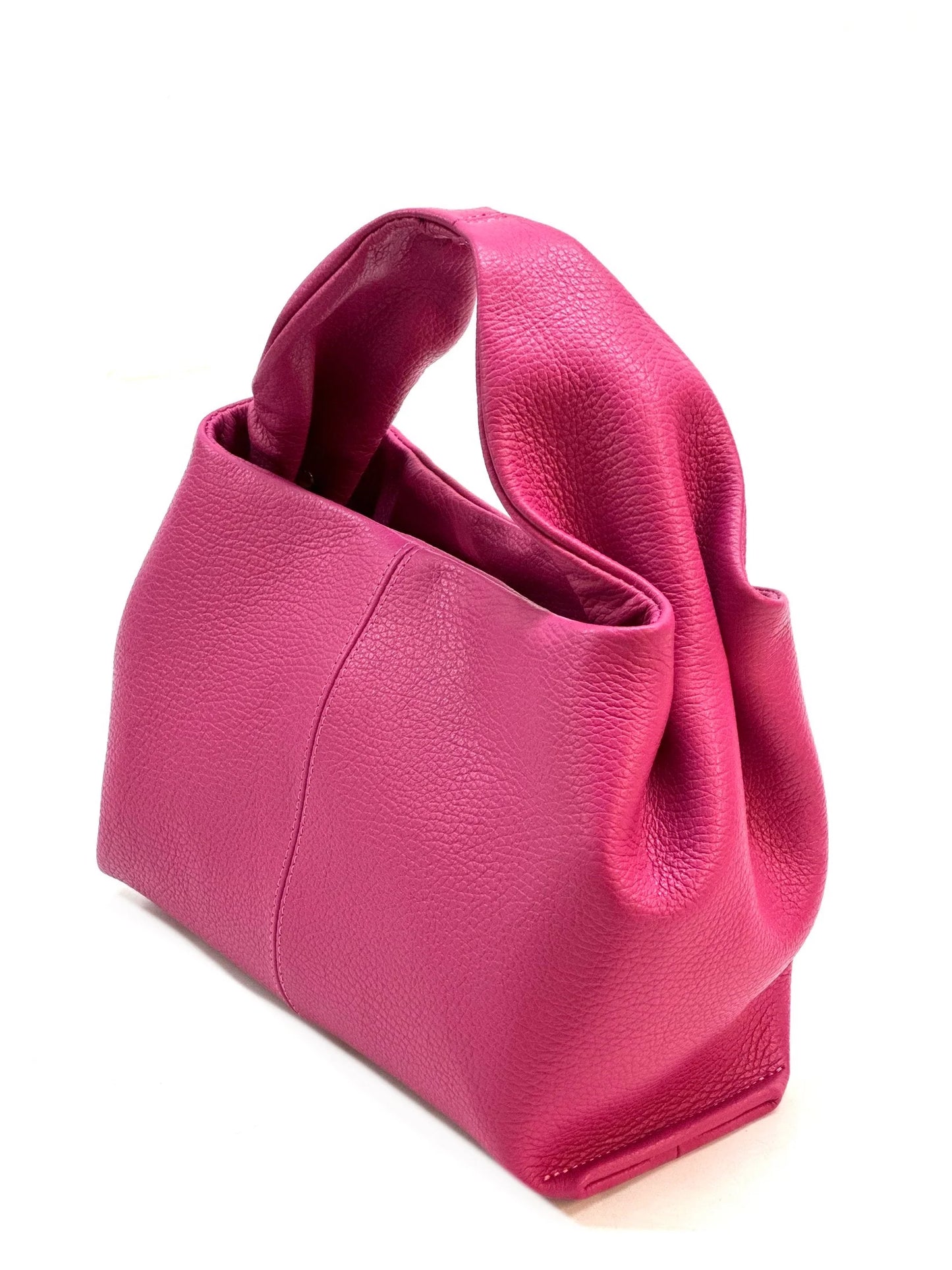 Italian Pebbled Leather Trapezoid Handbag