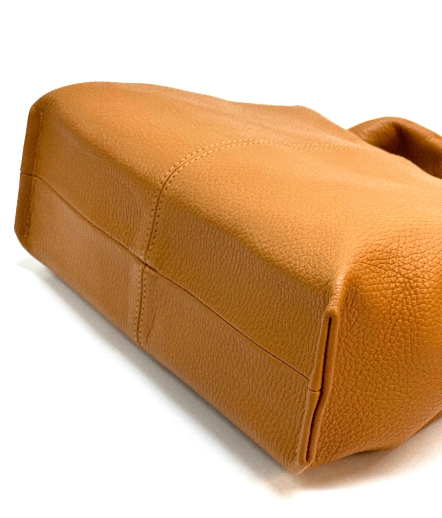 Italian Pebbled Leather Trapezoid Handbag