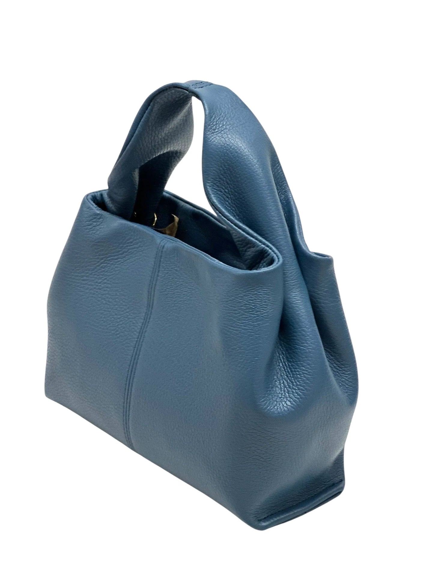 Italian Pebbled Leather Trapezoid Handbag