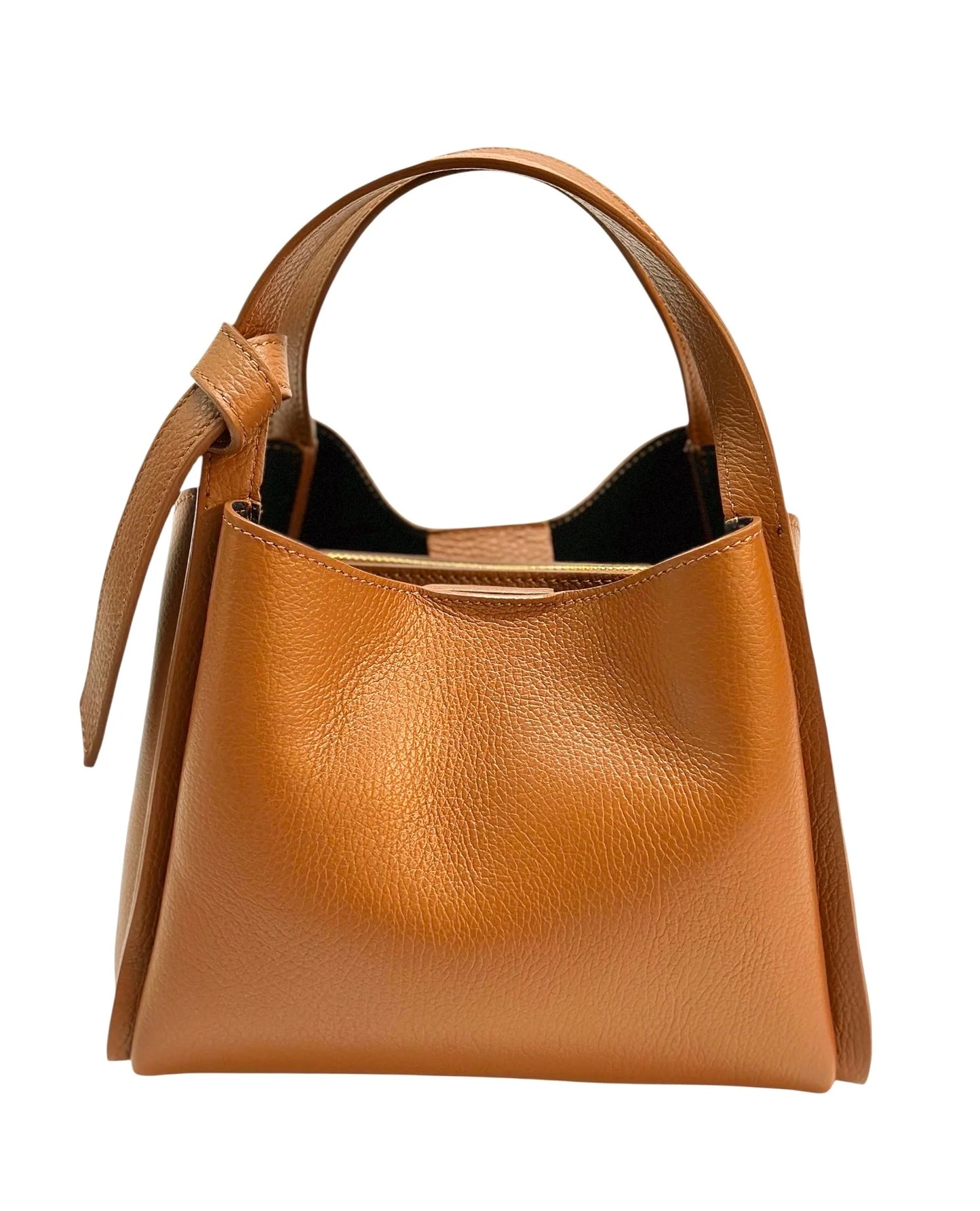 Italian Pebbled Leather Double Handle Handbag