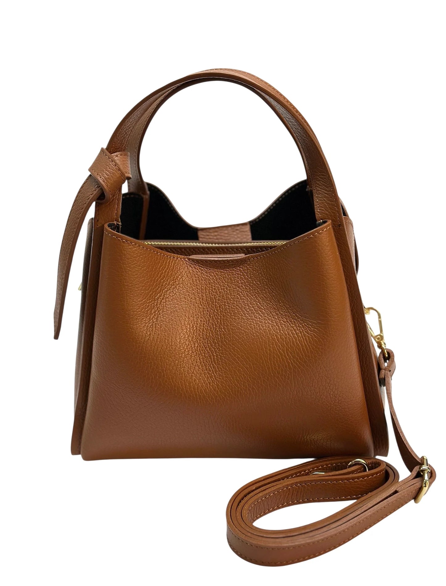 Italian Pebbled Leather Double Handle Handbag