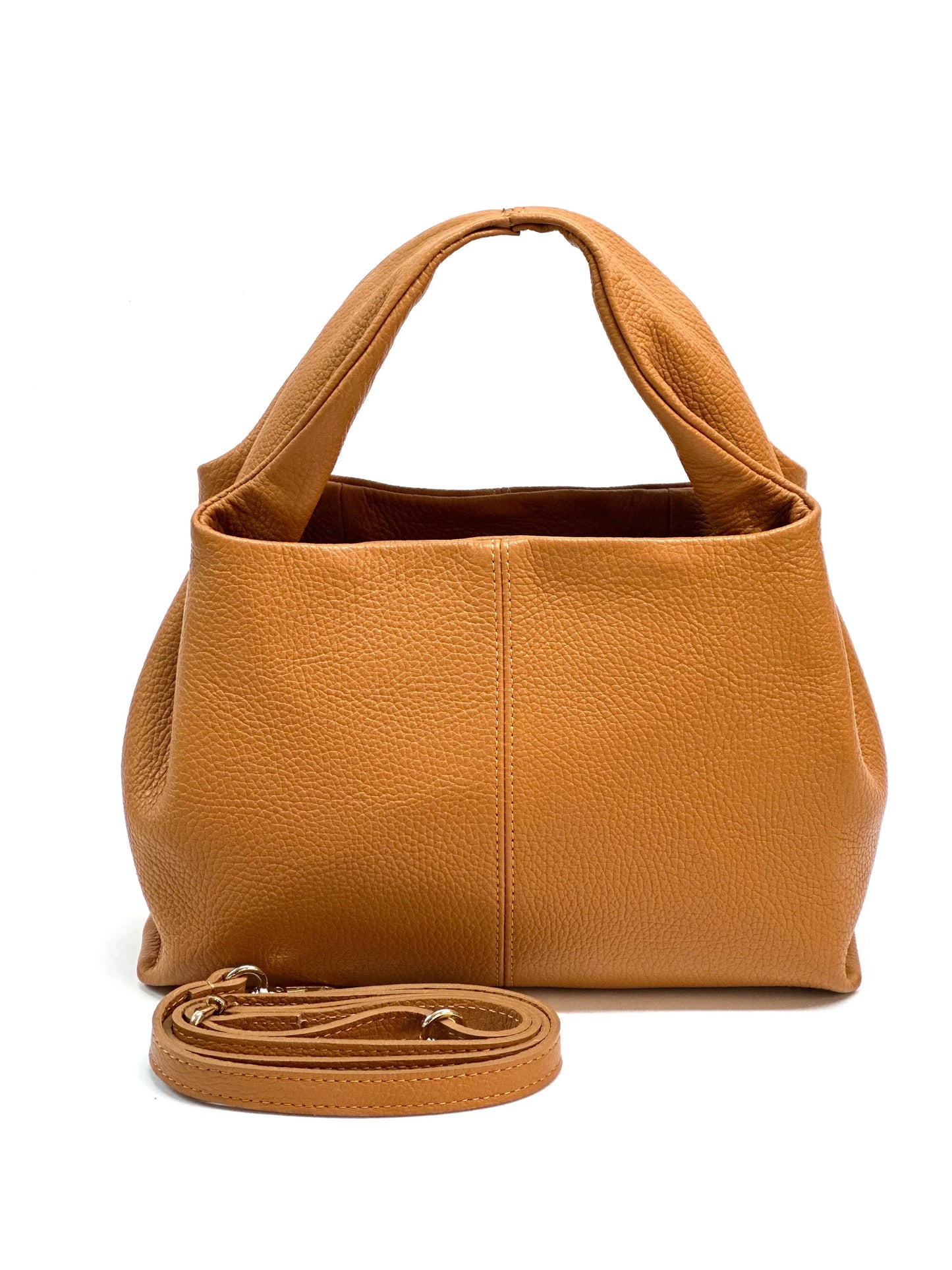 Italian Pebbled Leather Trapezoid Handbag