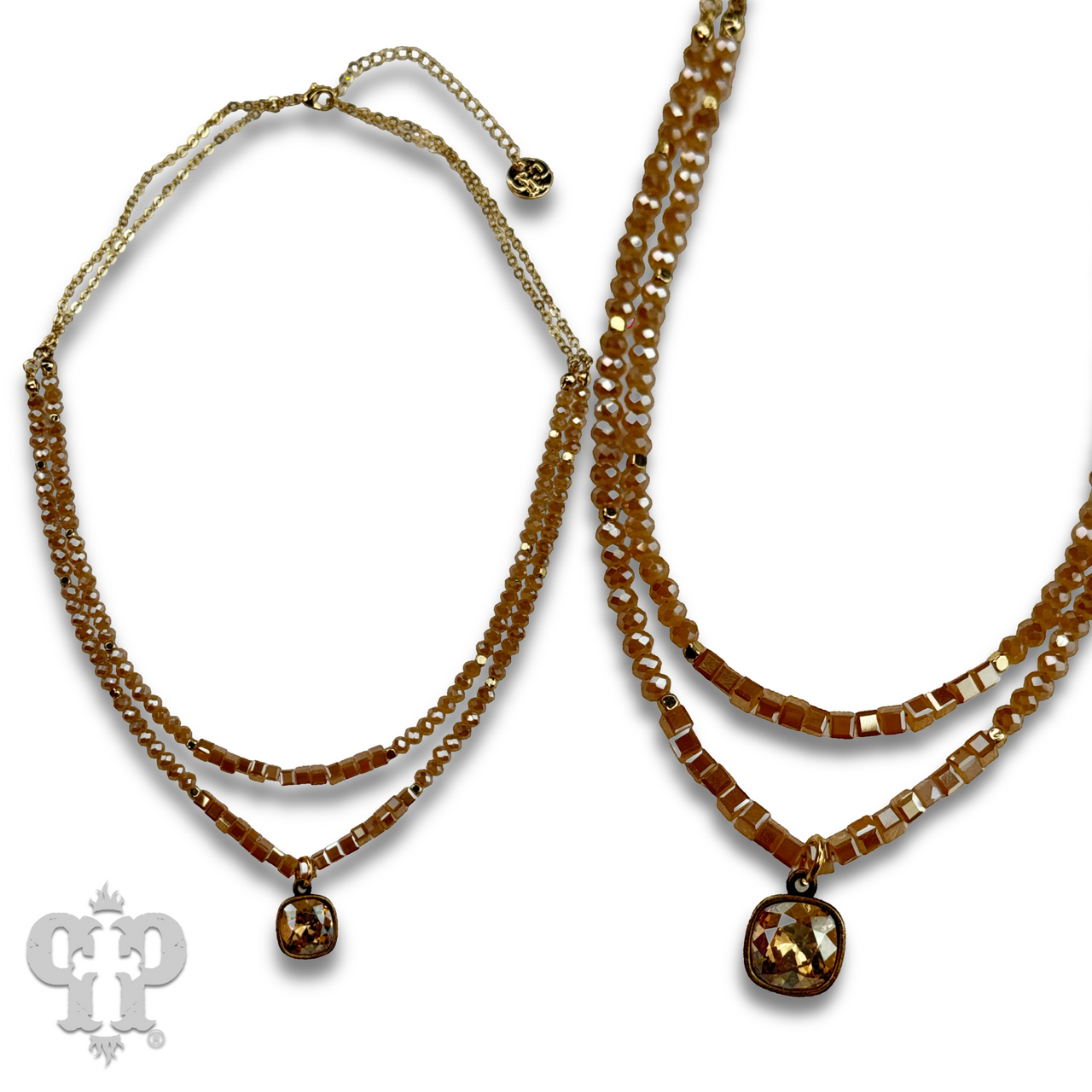 Two strand mixed bead necklace with Austrian crystal - LC