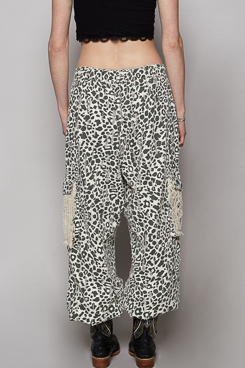 P14 POL Leopard Distressed Jogger