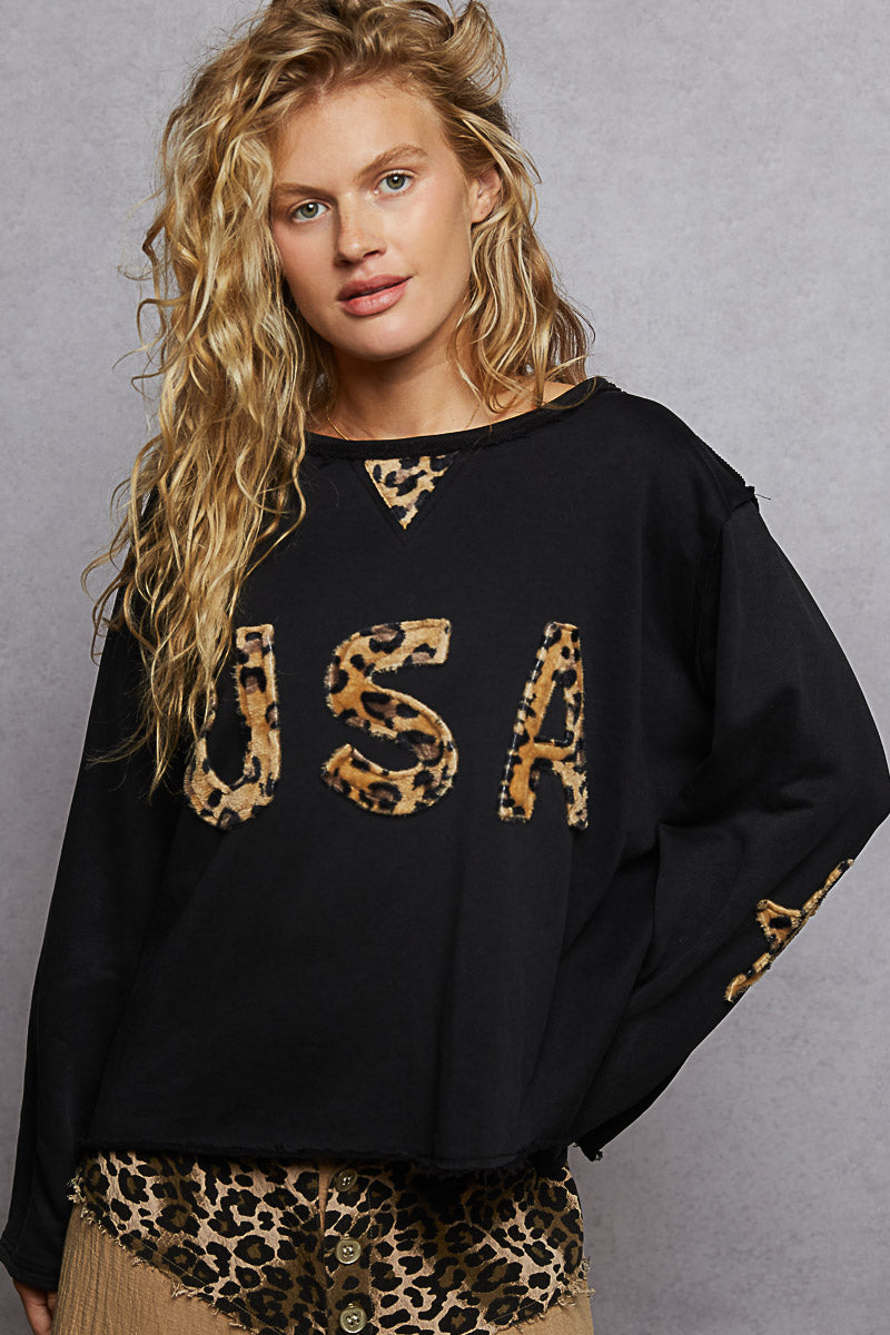 P21 POL Black French Terry Leopard USA