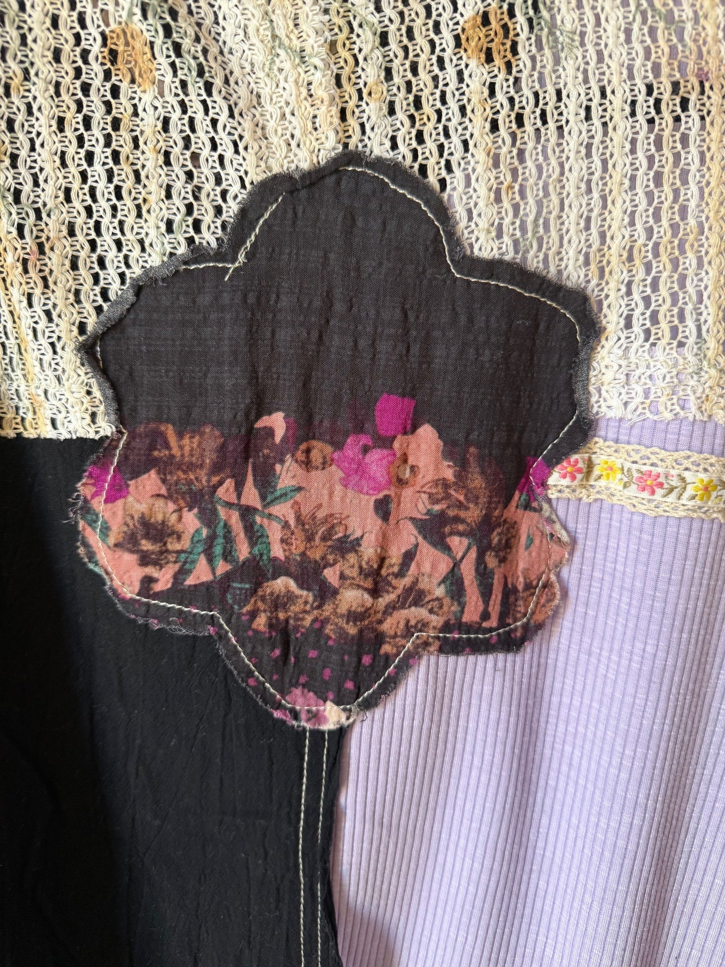 P45 POL OVESIZED POL Textured Woven, Crochet Contrast 3/4 Sleeve Button Down