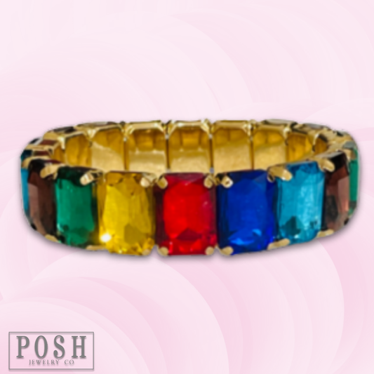 Colorful rectangle rhinestone bracelet - LC