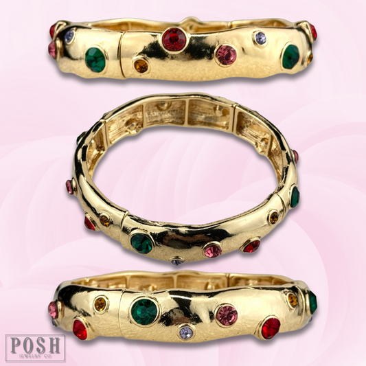 Multi-color rhinestone stretch bracelet